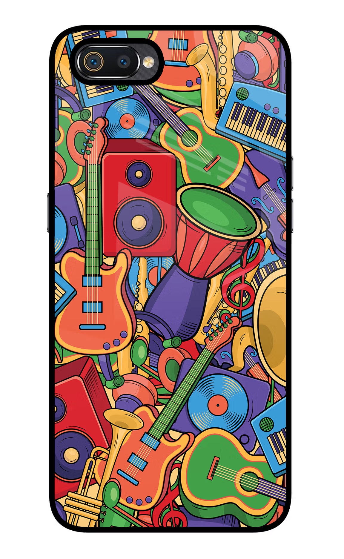 Music Instrument Doodle Realme C2 Glass Case - Music Instrument Doodle Realme C2 Glass Case Music Instrument Doodle Realme C2 Glass Case