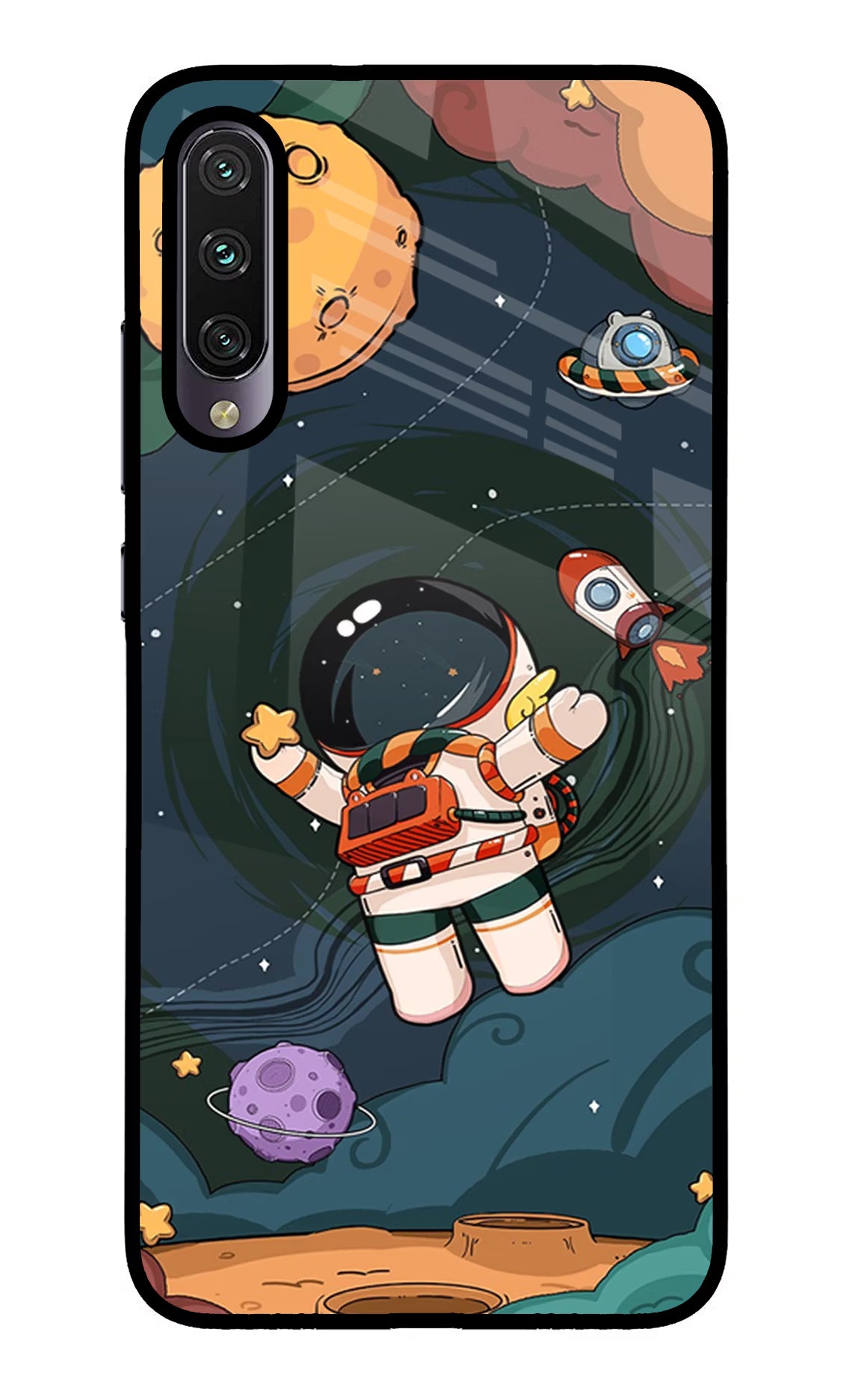 Cartoon Astronaut Mi A3 Glass Case - Cartoon Astronaut Mi A3 Glass Case Cartoon Astronaut Mi A3 Glass Case