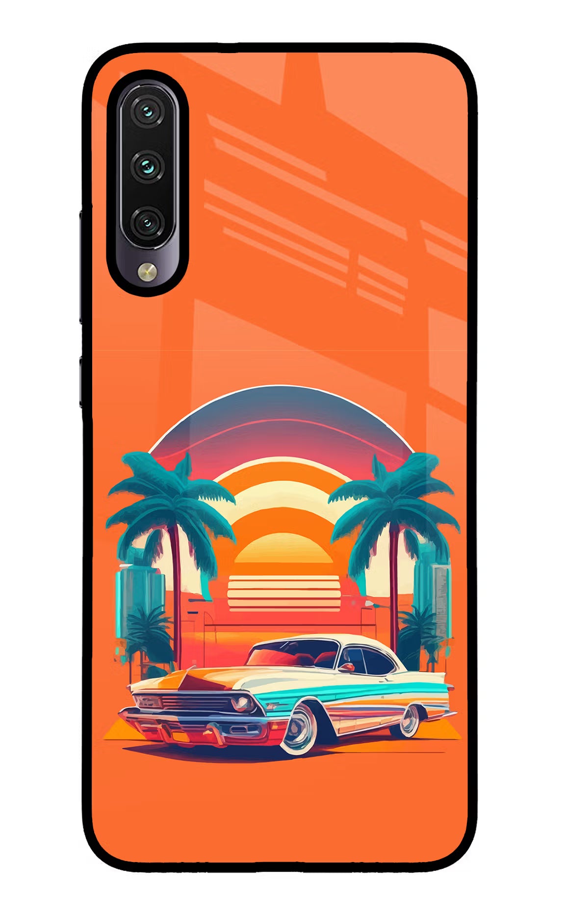 Palm Drive 80s Mi A3 Glass Case - Palm Drive 80s Mi A3 Glass Case Palm Drive 80s Mi A3 Glass Case
