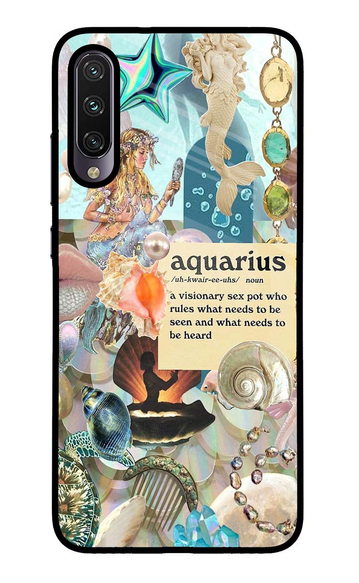 Aquarius Zodiac Mi A3 Glass Case - Aquarius Zodiac Mi A3 Glass Case Aquarius Zodiac Mi A3 Glass Case