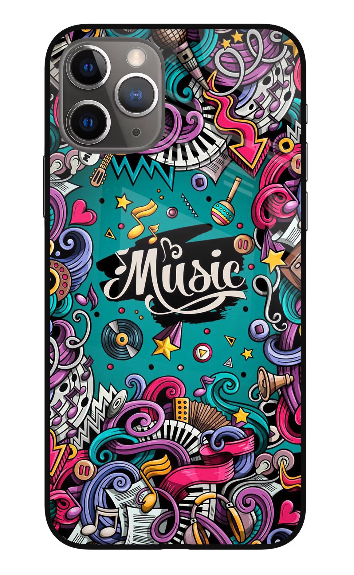 Music Graffiti iPhone 11 Pro Glass Case - Music Graffiti iPhone 11 Pro Glass Case Music Graffiti iPhone 11 Pro Glass Case