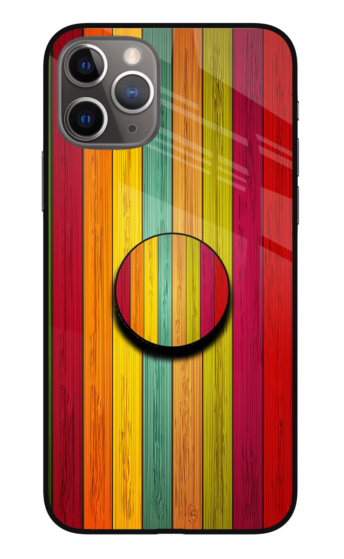 Multicolor Wooden iPhone 11 Pro Glass Case - Multicolor Wooden iPhone 11 Pro Glass Case Multicolor Wooden iPhone 11 Pro Glass Case