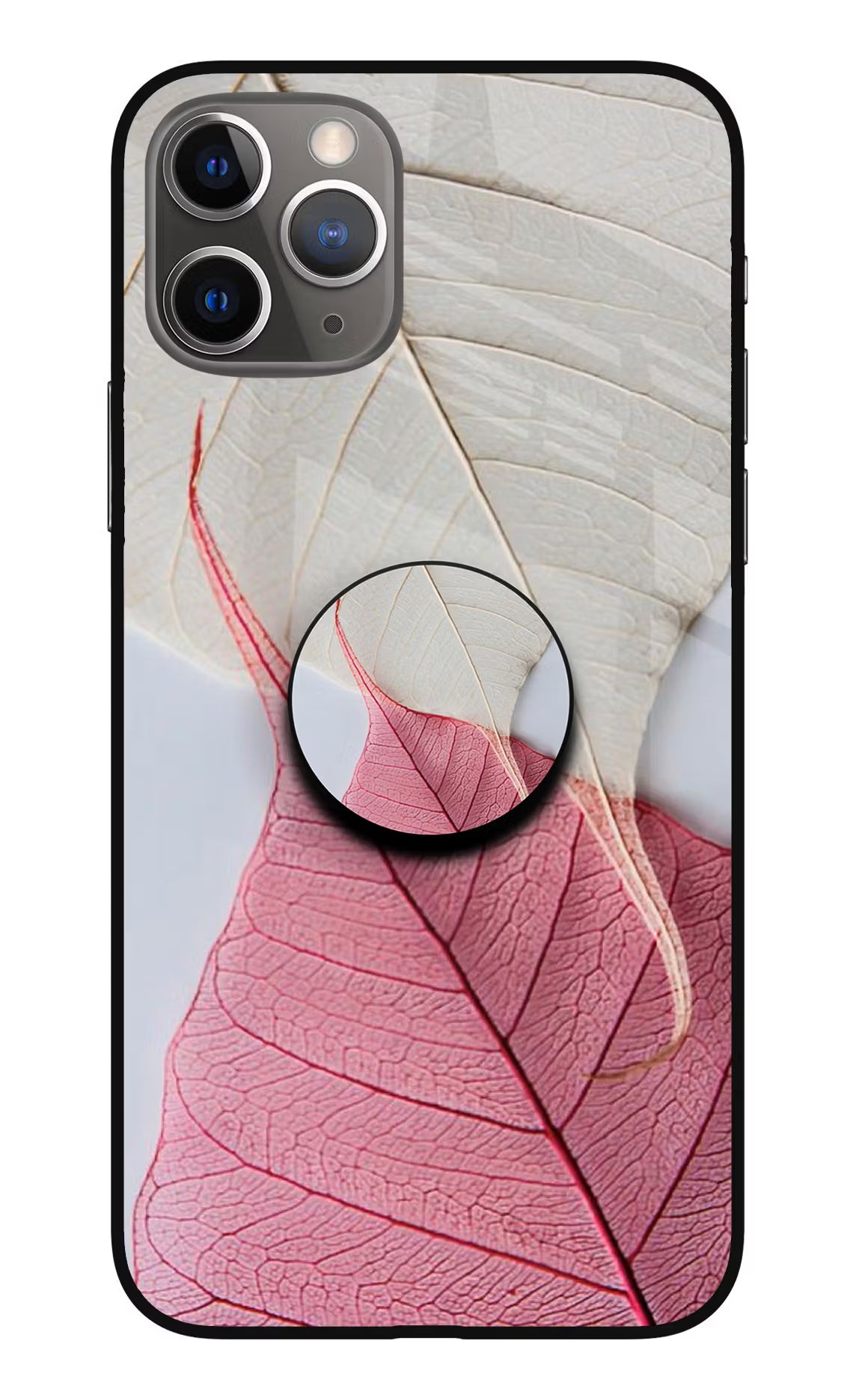 White Pink Leaf iPhone 11 Pro Max Glass Case - White Pink Leaf iPhone 11 Pro Max Glass Case White Pink Leaf iPhone 11 Pro Max Glass Case