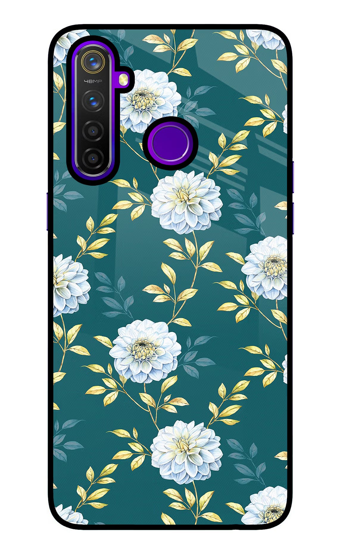 Flowers Realme 5 Pro Back Cover - Flowers Realme 5 Pro Glass Case Back Cover by Casekaro Flowers Realme 5 Pro Glass Case Back Cover by Casekaro