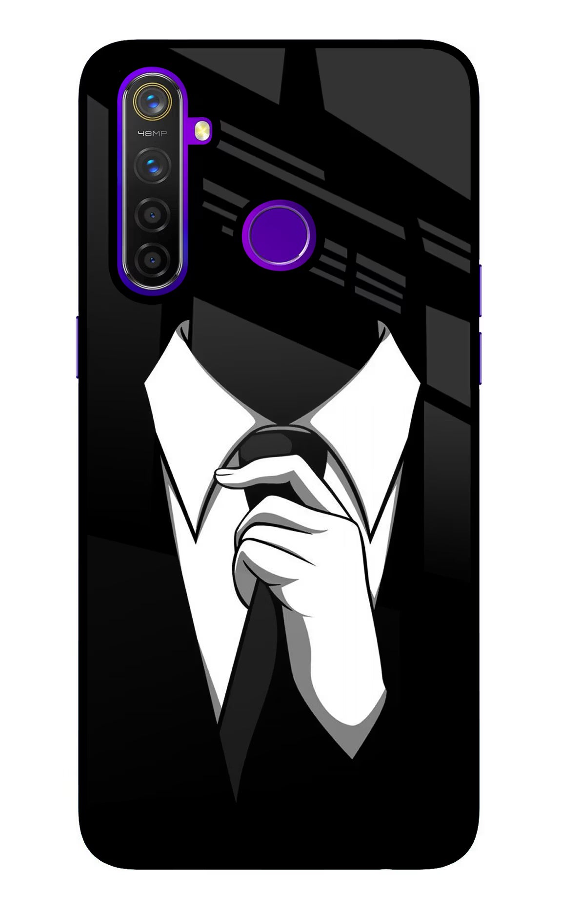 Black Tie Realme 5 Pro Glass Case - Black Tie Realme 5 Pro Glass Case Black Tie Realme 5 Pro Glass Case