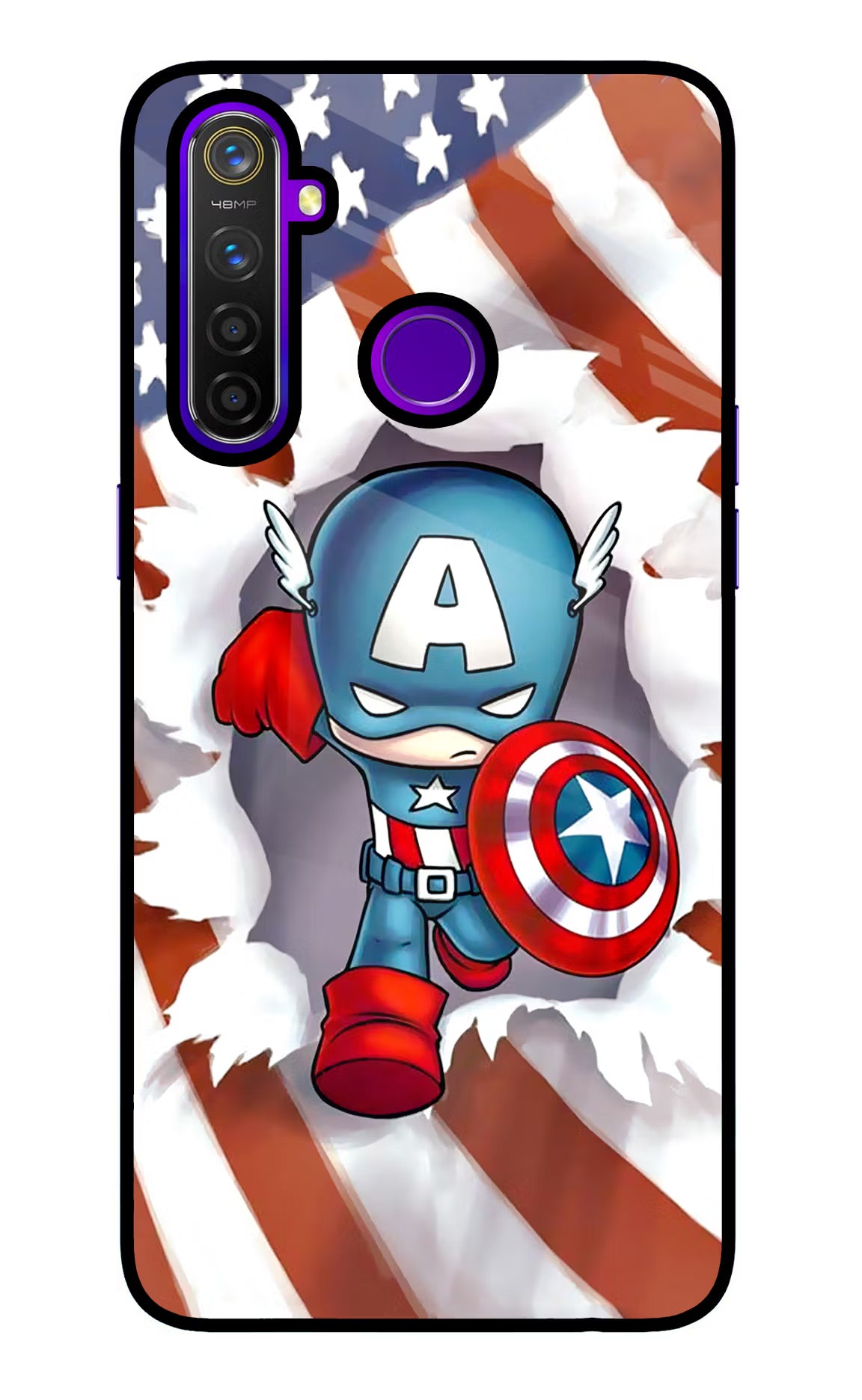 Captain America Realme 5 Pro Back Cover - Captain America Realme 5 Pro Glass Case Back Cover by Casekaro Captain America Realme 5 Pro Glass Case Back Cover by Casekaro