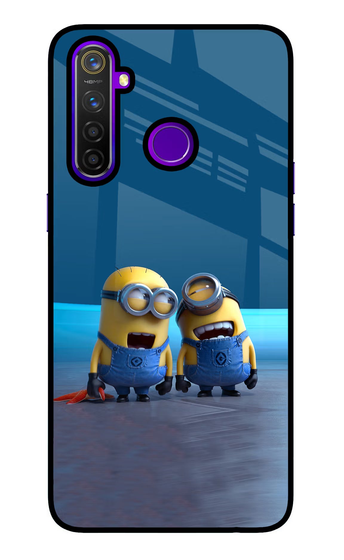 Minion Laughing Realme 5 Pro Back Cover - Minion Laughing Realme 5 Pro Glass Case Back Cover by Casekaro Minion Laughing Realme 5 Pro Glass Case Back Cover by Casekaro