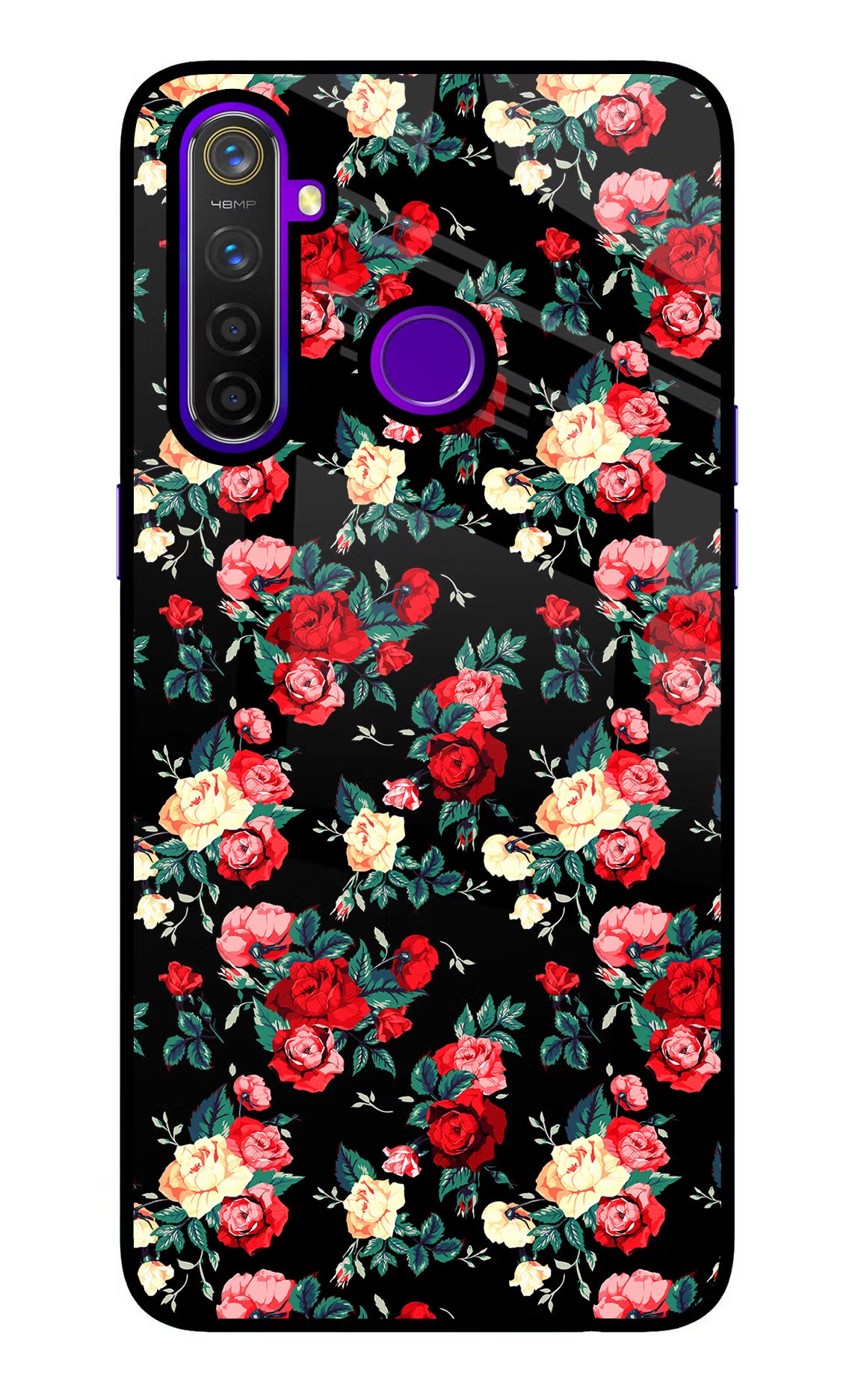 Rose Pattern Realme 5 Pro Back Cover - Rose Pattern Realme 5 Pro Glass Case Back Cover by Casekaro Rose Pattern Realme 5 Pro Glass Case Back Cover by Casekaro