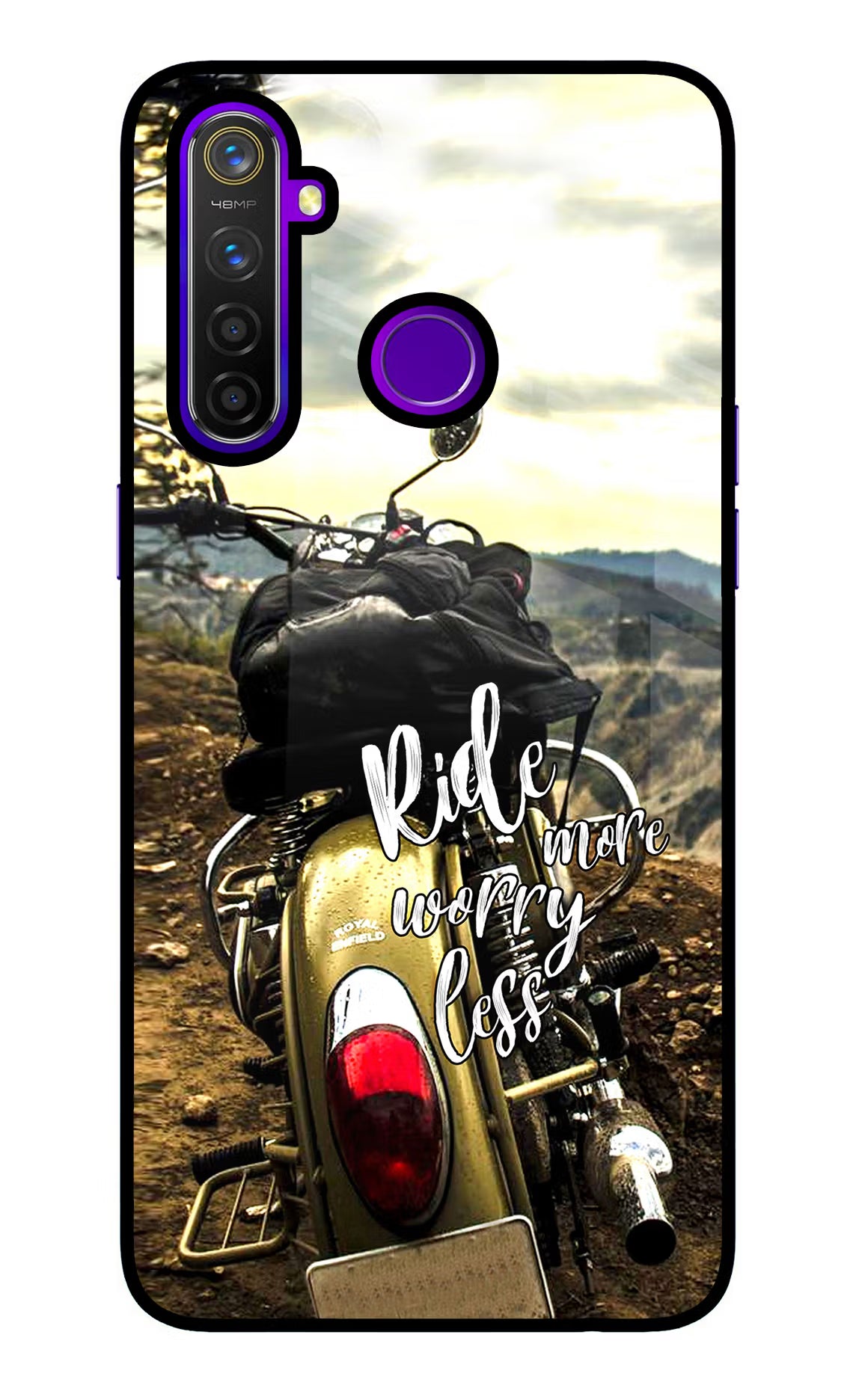 Ride More Worry Less Realme 5 Pro Back Cover - Ride More Worry Less Realme 5 Pro Glass Case Back Cover by Casekaro Ride More Worry Less Realme 5 Pro Glass Case Back Cover by Casekaro