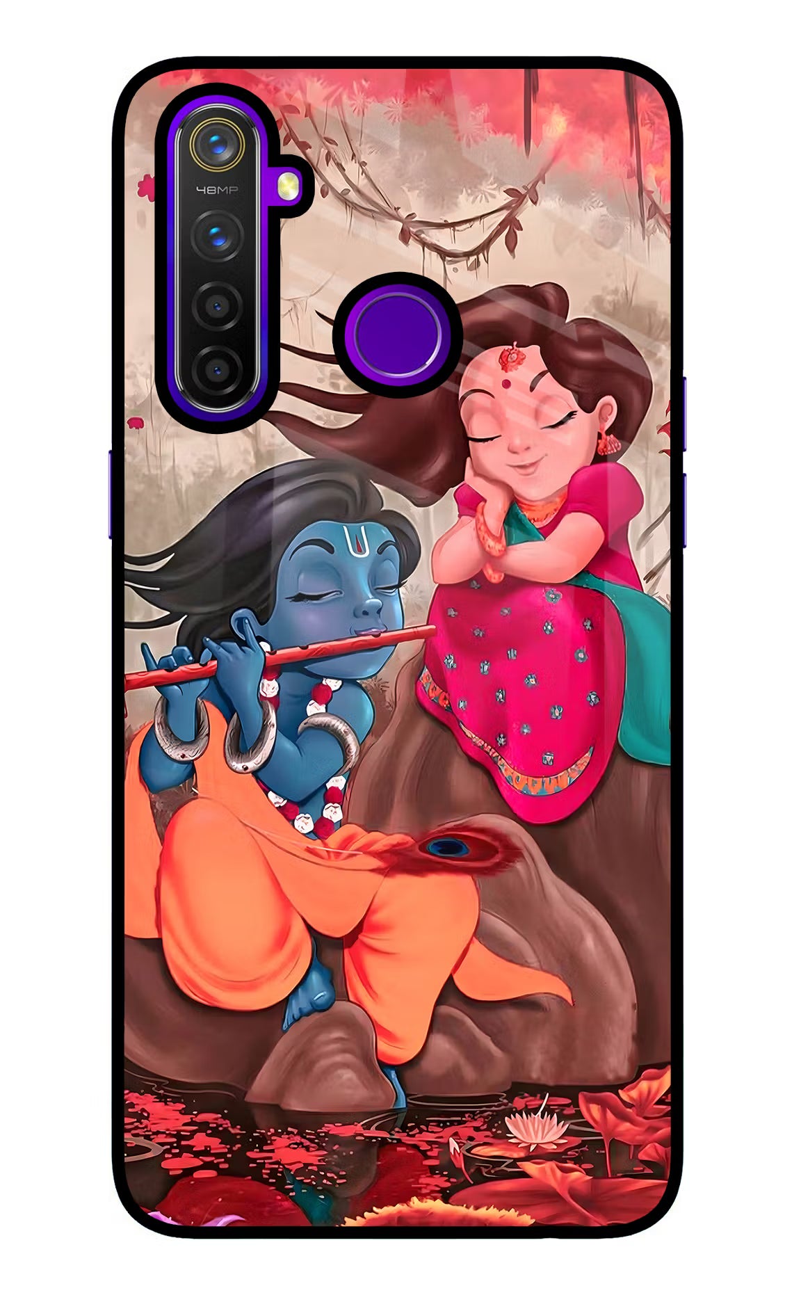 Radhe Krishna Realme 5 Pro Back Cover - Radhe Krishna Realme 5 Pro Glass Case Back Cover by Casekaro Radhe Krishna Realme 5 Pro Glass Case Back Cover by Casekaro