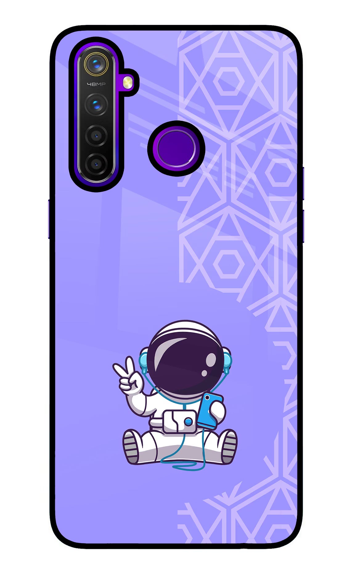 Cute Astronaut Chilling Realme 5 Pro Back Cover - Cute Astronaut Chilling Realme 5 Pro Glass Case Back Cover by Casekaro Cute Astronaut Chilling Realme 5 Pro Glass Case Back Cover by Casekaro
