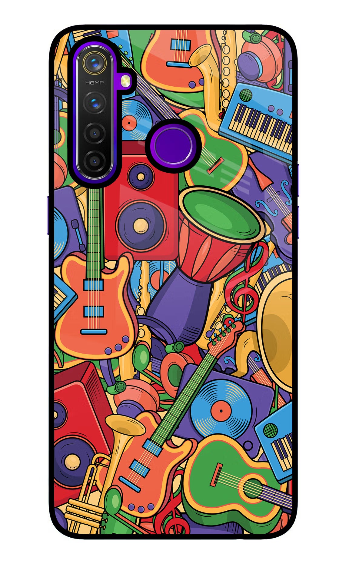 Music Instrument Doodle Realme 5 Pro Glass Case - Music Instrument Doodle Realme 5 Pro Glass Case Music Instrument Doodle Realme 5 Pro Glass Case