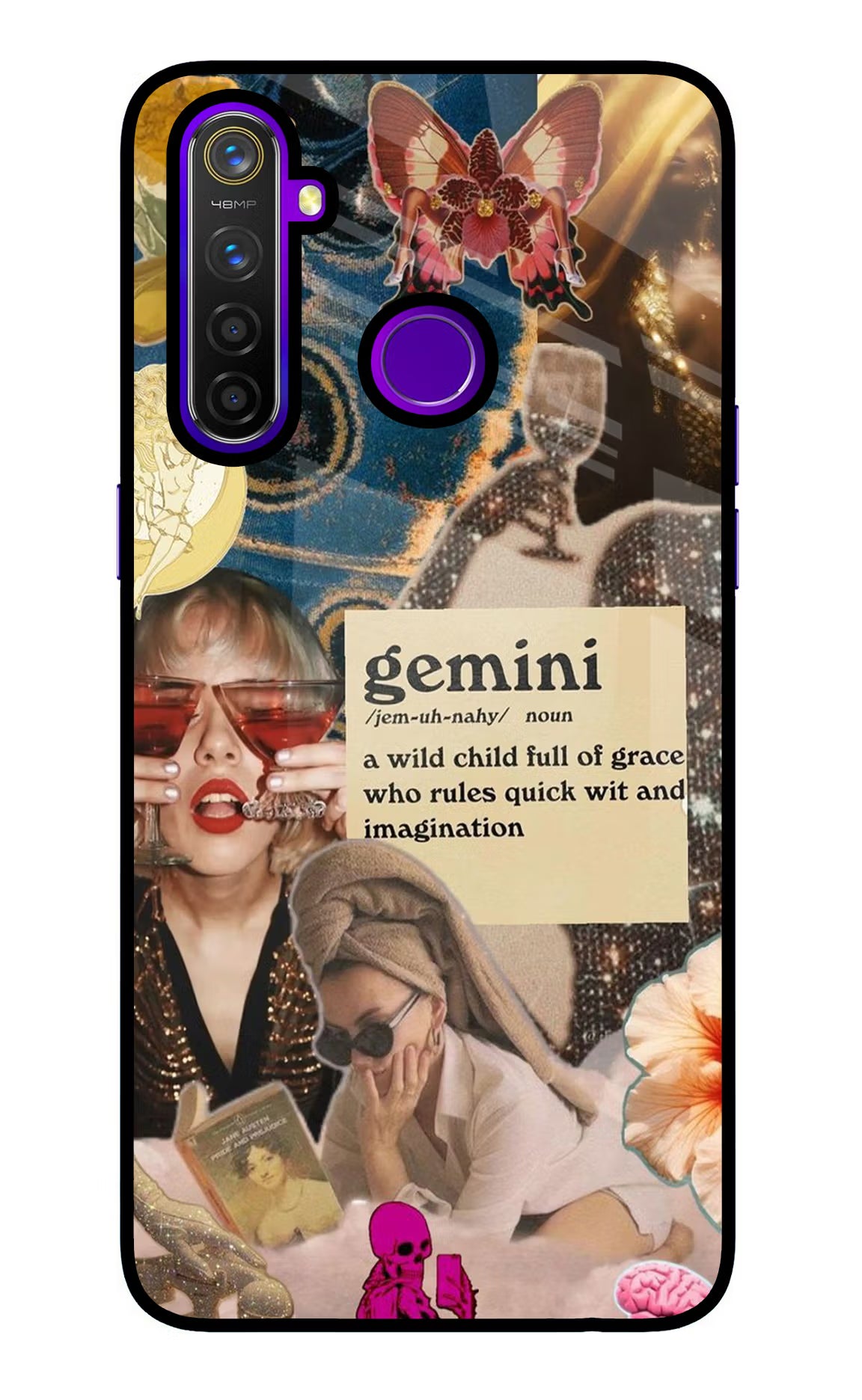 Gemini Zodiac Realme 5 Pro Back Cover - Gemini Zodiac Realme 5 Pro Glass Case Back Cover by Casekaro Gemini Zodiac Realme 5 Pro Glass Case Back Cover by Casekaro