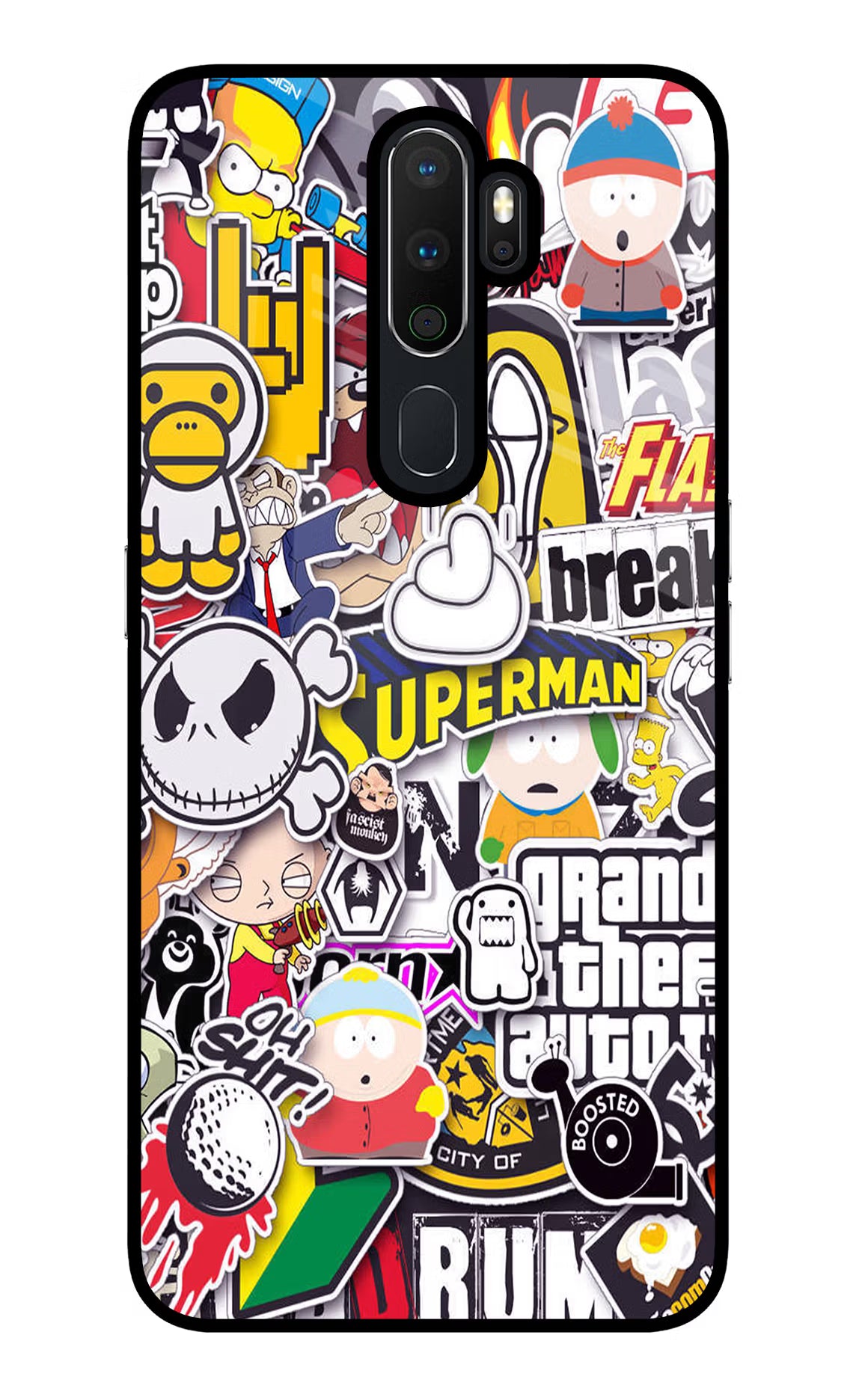 Sticker Bomb Oppo A5 2020/A9 2020 Glass Case - Sticker Bomb Oppo A5 2020/A9 2020 Glass Case Sticker Bomb Oppo A5 2020/A9 2020 Glass Case
