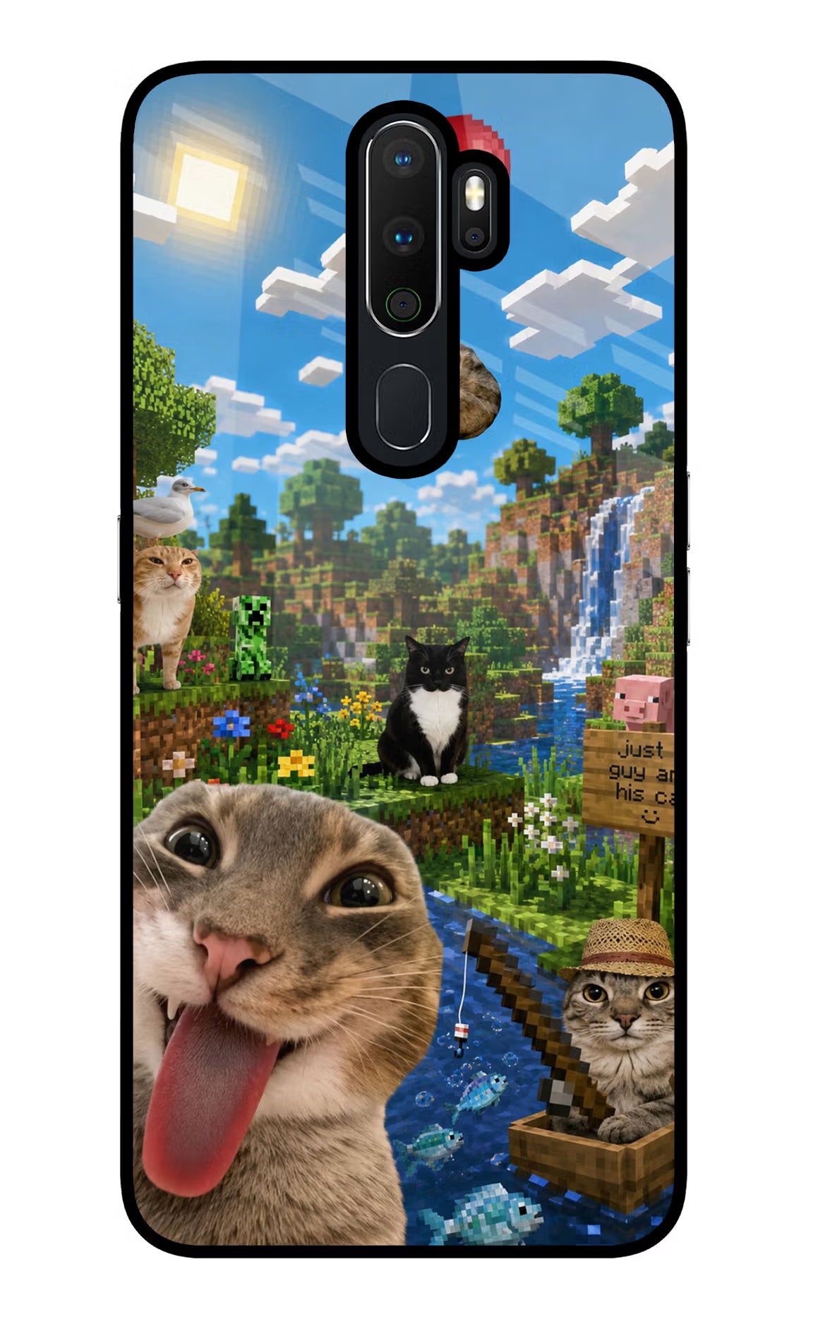 Minecraft Cat Chaos Oppo A5 2020/A9 2020 Glass Case - Minecraft Cat Chaos Oppo A5 2020/A9 2020 Glass Case Minecraft Cat Chaos Oppo A5 2020/A9 2020 Glass Case