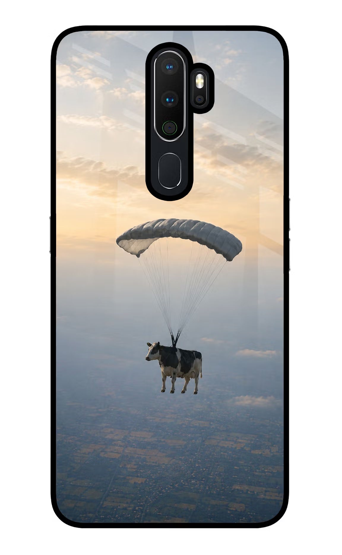 Skydiving Cow Oppo A5 2020/A9 2020 Glass Case - Skydiving Cow Oppo A5 2020/A9 2020 Glass Case Skydiving Cow Oppo A5 2020/A9 2020 Glass Case