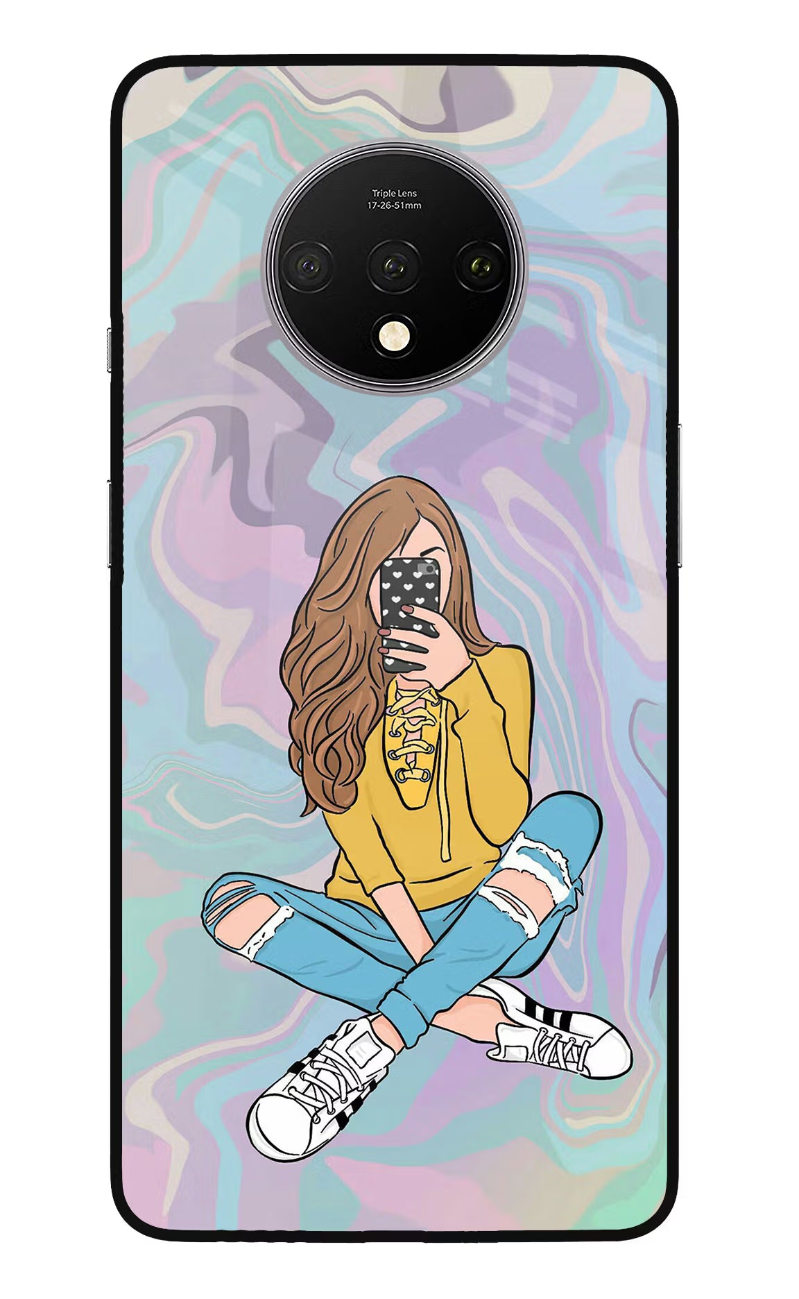 Selfie Girl Oneplus 7T Glass Case - Selfie Girl Oneplus 7T Glass Case Selfie Girl Oneplus 7T Glass Case