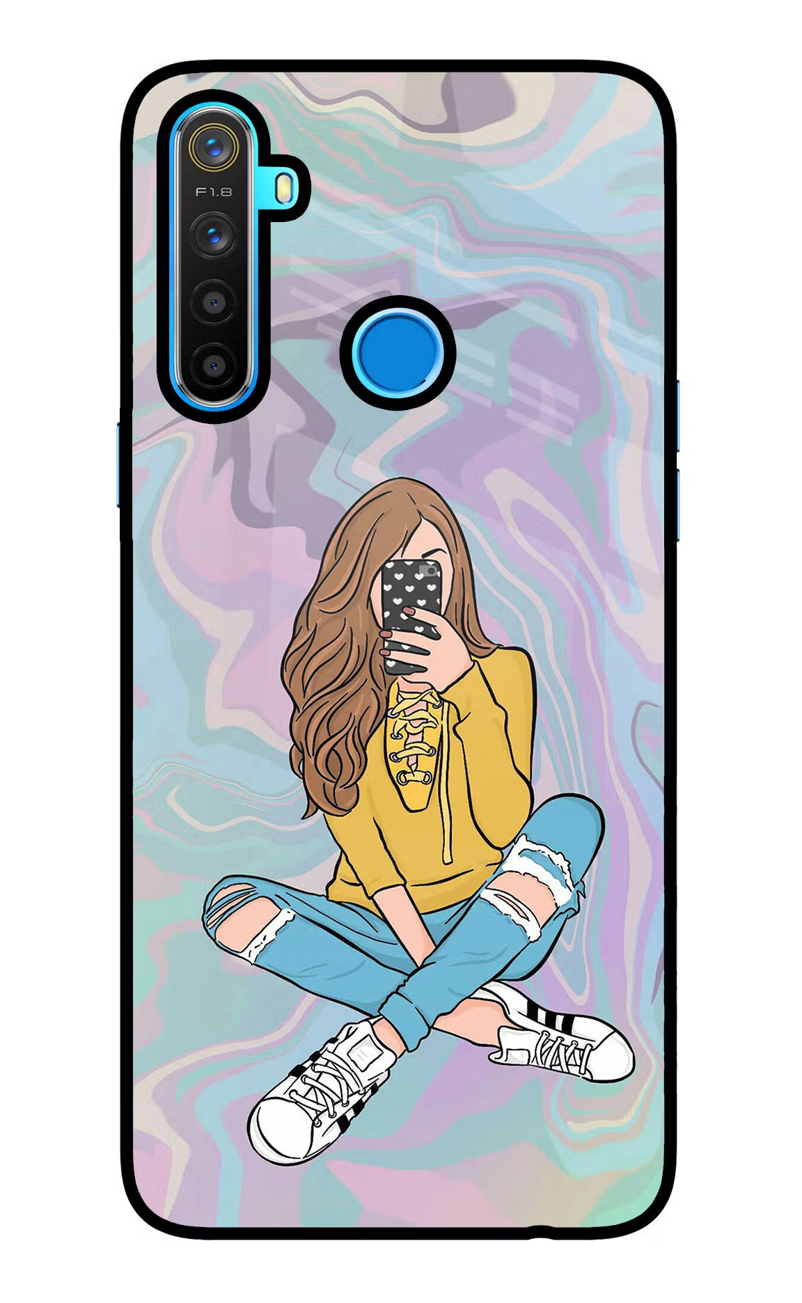 Selfie Girl Realme 5/5i/5s Glass Case - Selfie Girl Realme 5/5i/5s Glass Case Selfie Girl Realme 5/5i/5s Glass Case