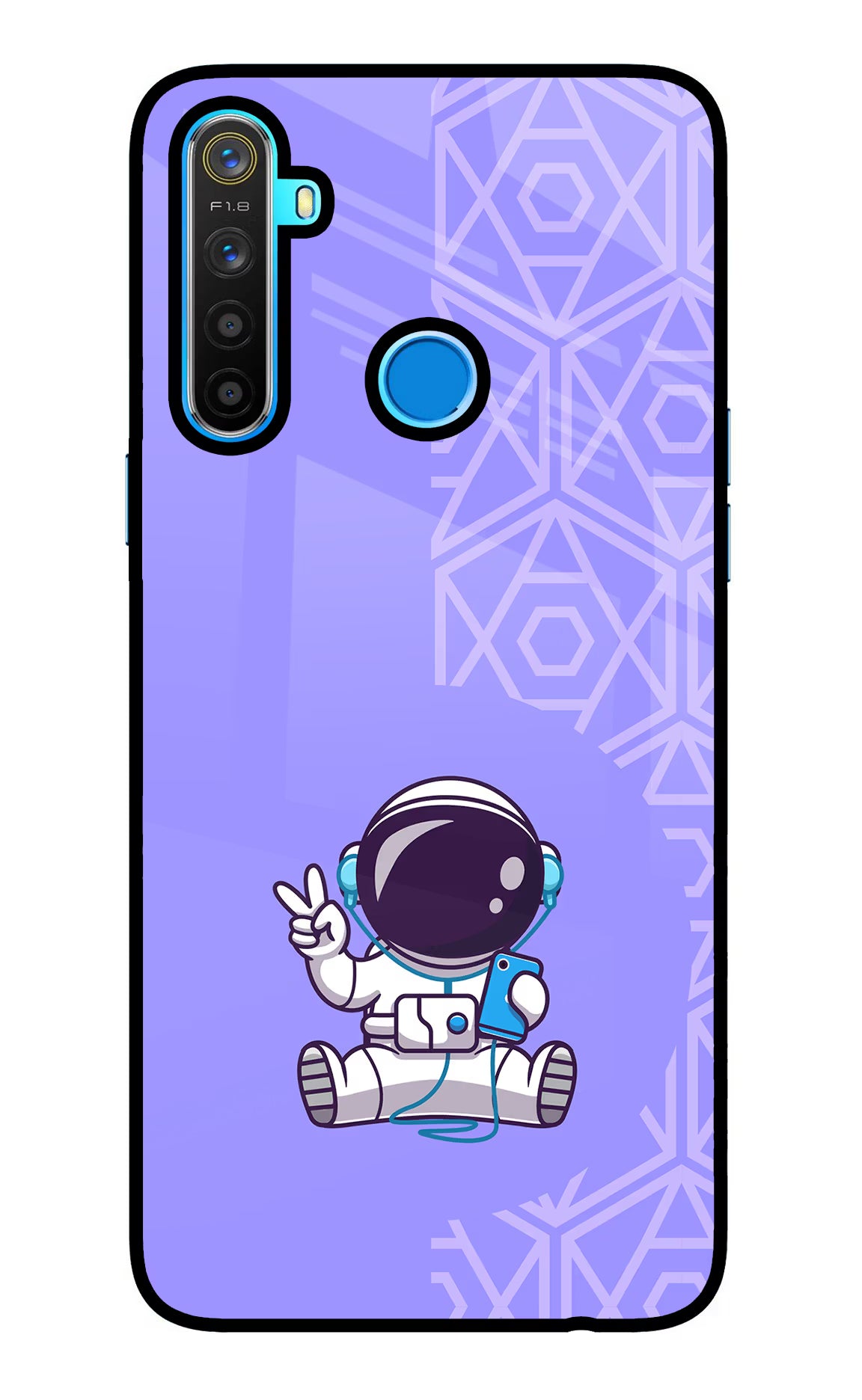 Cute Astronaut Chilling Realme 5/5i/5s Glass Case - Cute Astronaut Chilling Realme 5/5i/5s Glass Case Cute Astronaut Chilling Realme 5/5i/5s Glass Case