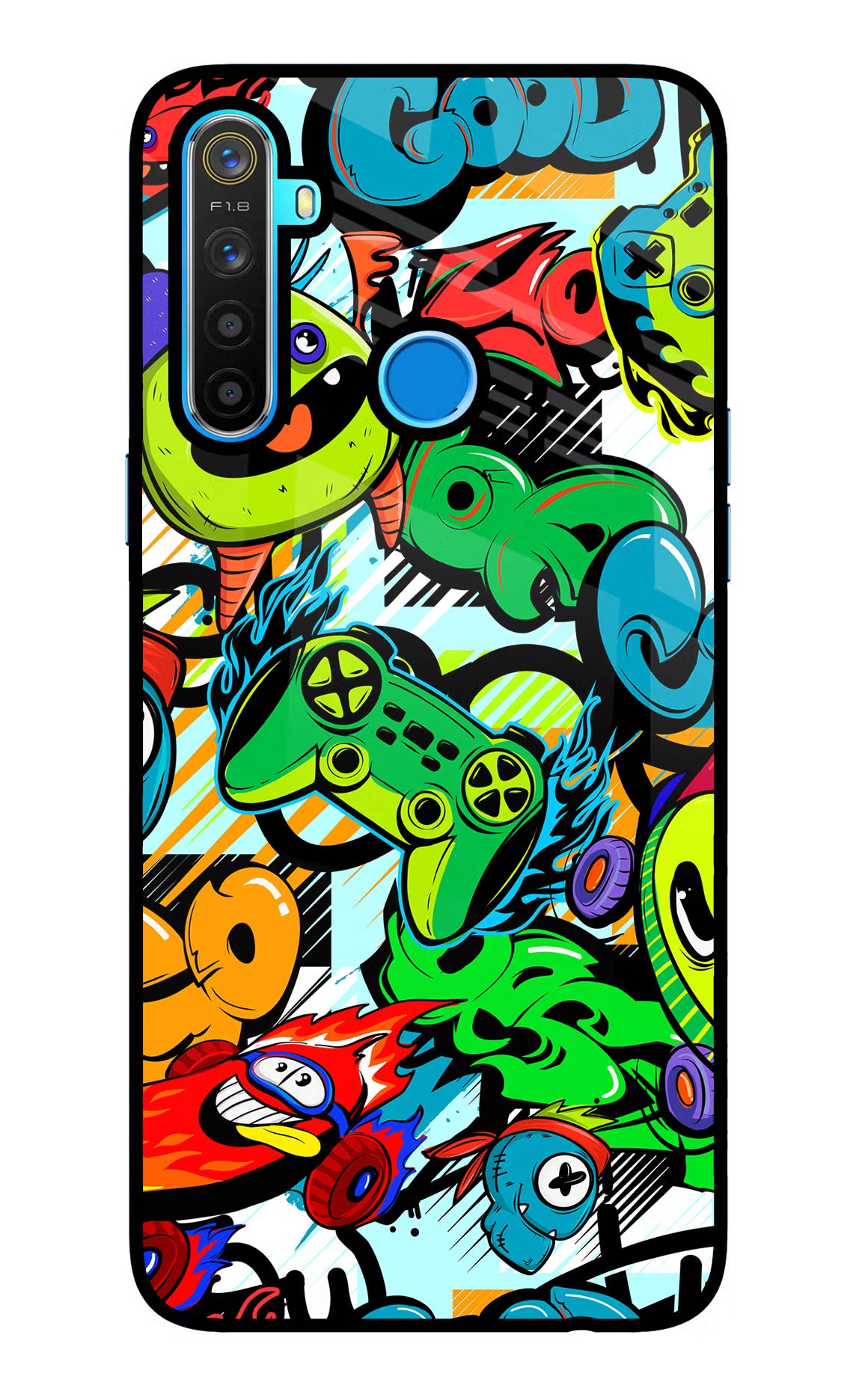Game Doodle Realme 5/5i/5s Glass Case - Game Doodle Realme 5/5i/5s Glass Case Game Doodle Realme 5/5i/5s Glass Case