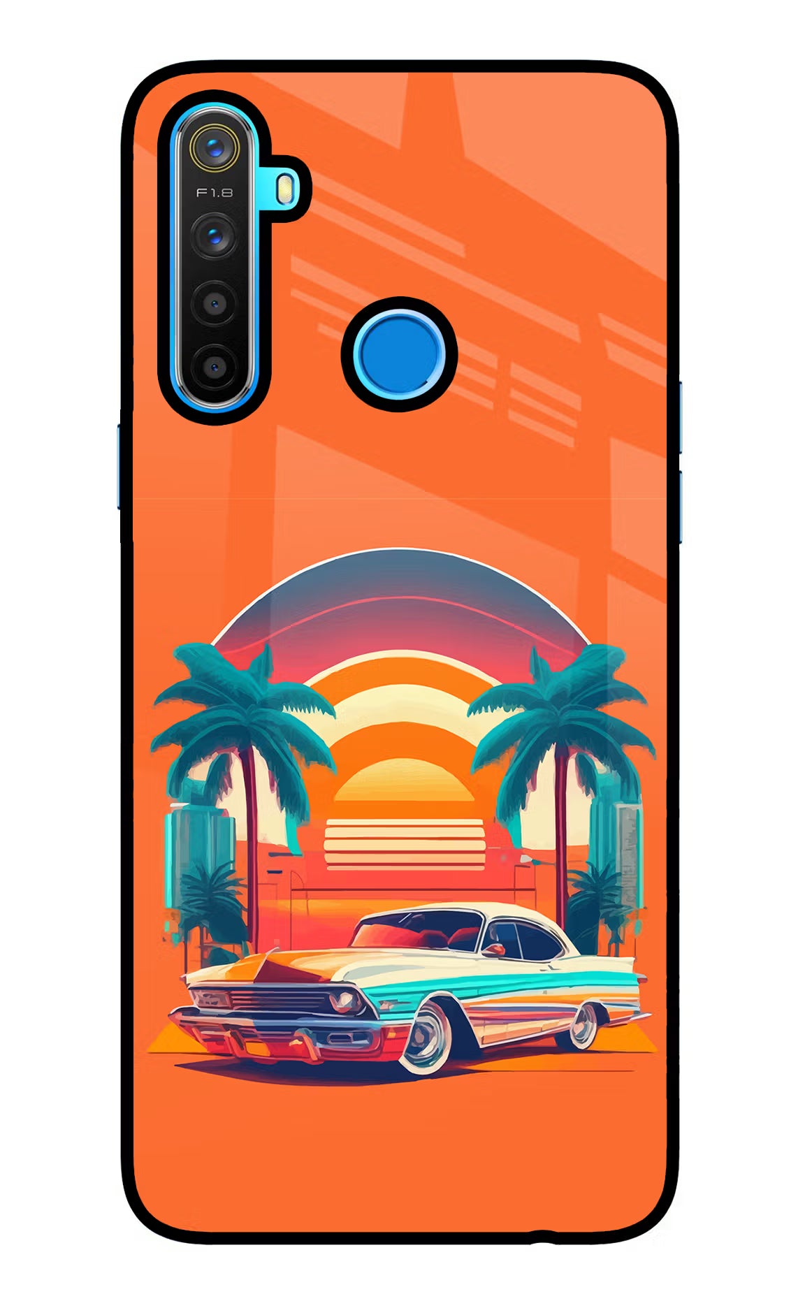 Palm Drive 80s Realme 5/5i/5s Glass Case - Palm Drive 80s Realme 5/5i/5s Glass Case Palm Drive 80s Realme 5/5i/5s Glass Case