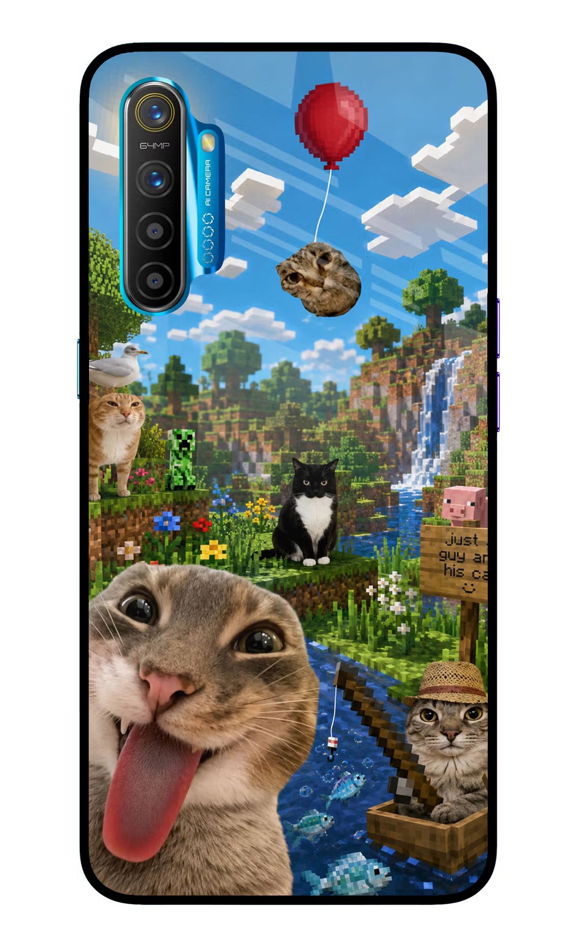 Minecraft Cat Chaos Realme XT/X2 Glass Case - Minecraft Cat Chaos Realme XT/X2 Glass Case Minecraft Cat Chaos Realme XT/X2 Glass Case