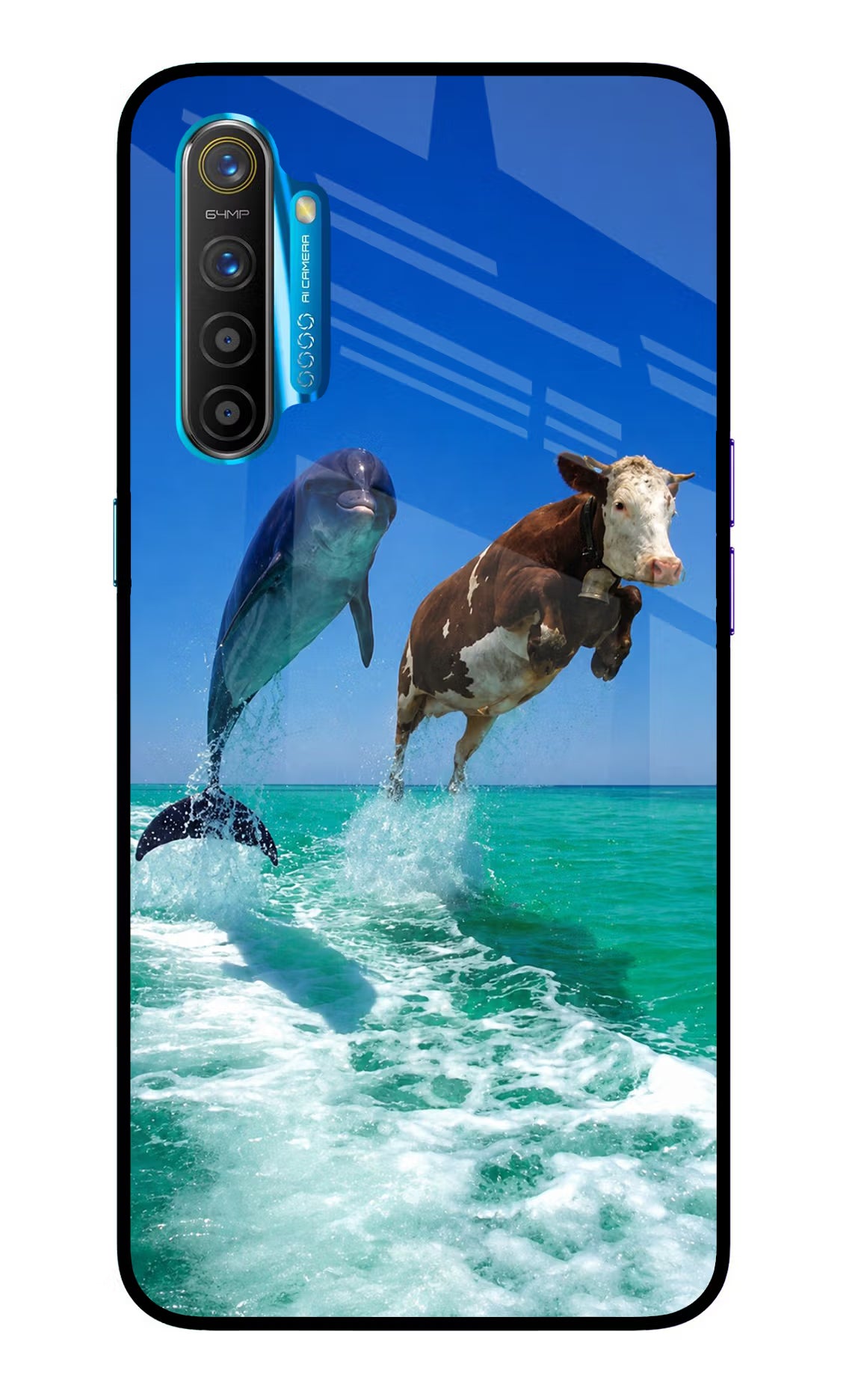 Dolphin vs Cow Realme XT/X2 Glass Case - Dolphin vs Cow Realme XT/X2 Glass Case Dolphin vs Cow Realme XT/X2 Glass Case