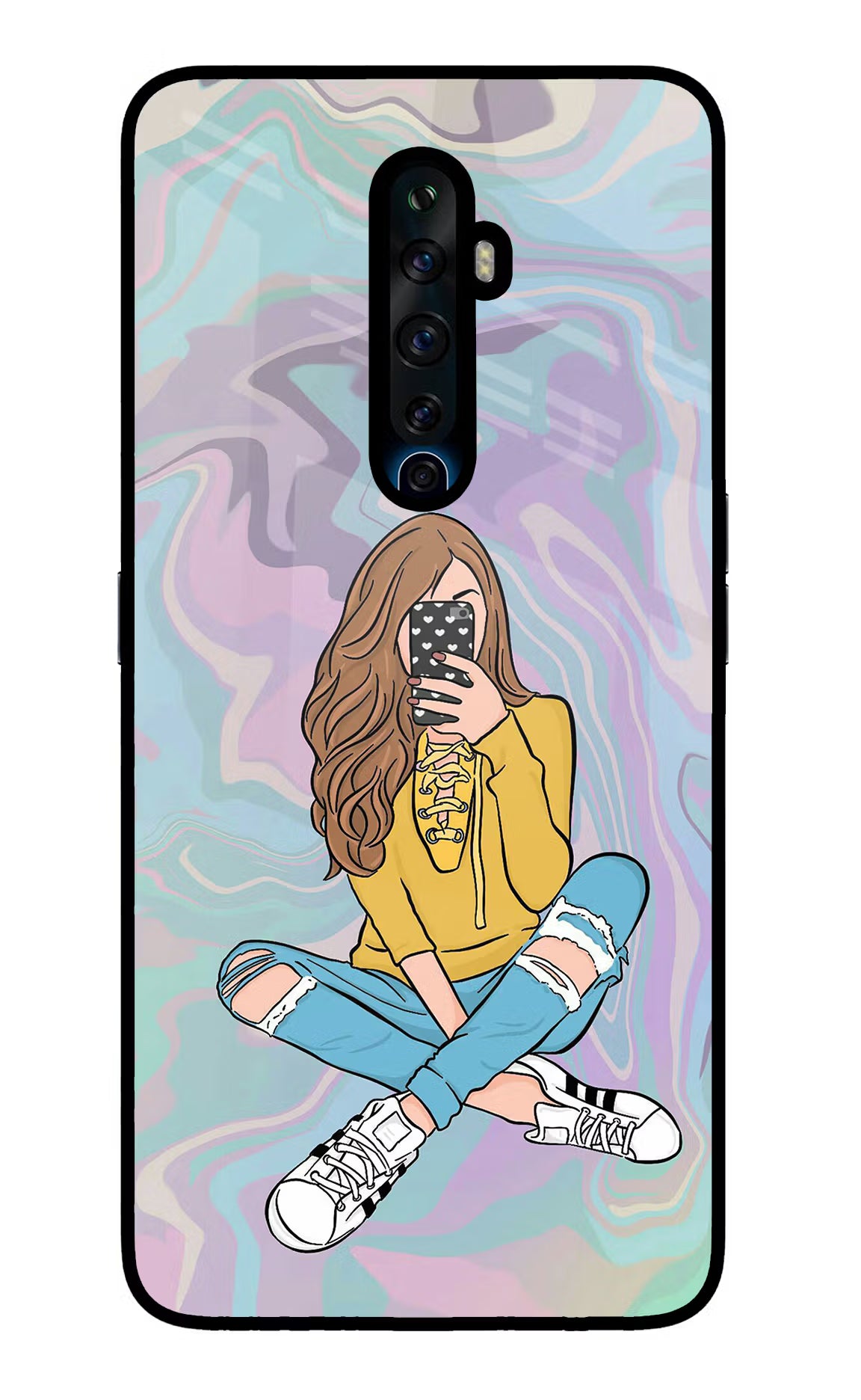Selfie Girl Oppo Reno2 Z Glass Case - Selfie Girl Oppo Reno2 Z Glass Case Selfie Girl Oppo Reno2 Z Glass Case