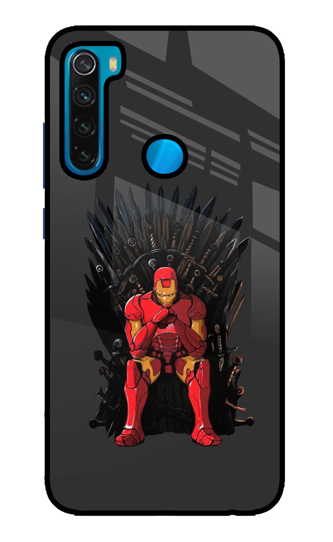 Ironman Throne Redmi Note 8 Glass Case - Ironman Throne Redmi Note 8 Glass Case Ironman Throne Redmi Note 8 Glass Case