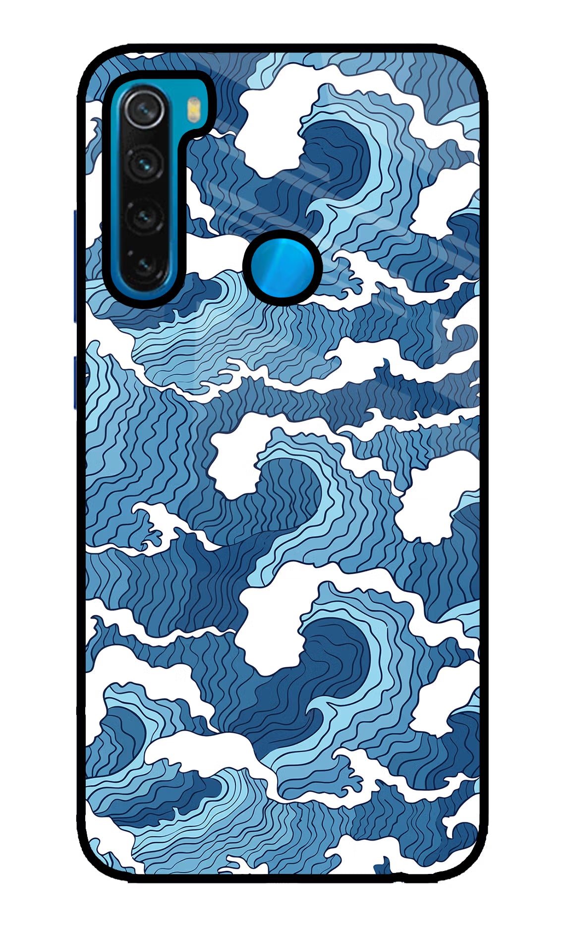 Blue Waves Redmi Note 8 Glass Case - Blue Waves Redmi Note 8 Glass Case Blue Waves Redmi Note 8 Glass Case