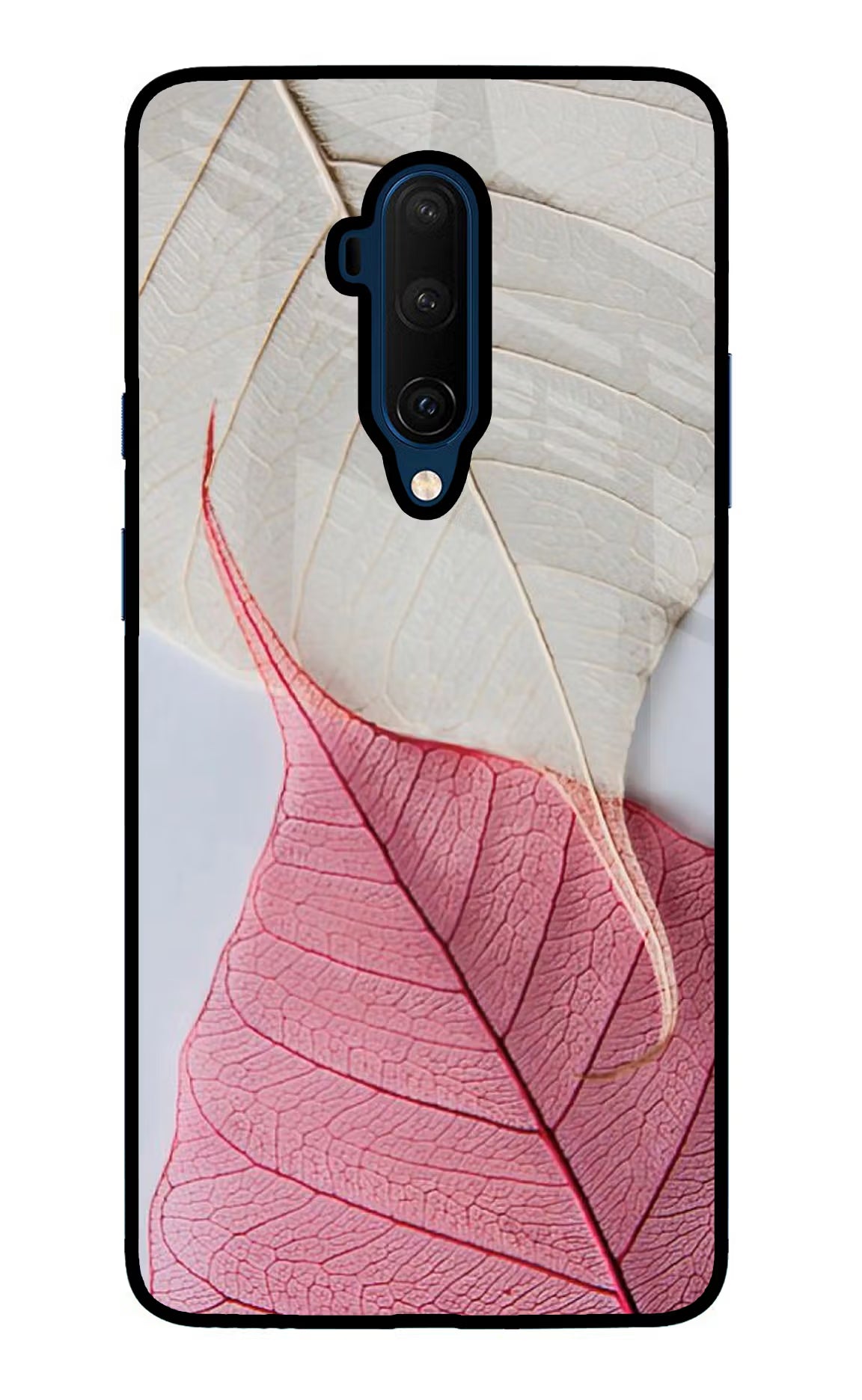 White Pink Leaf Oneplus 7T Pro Glass Case - White Pink Leaf Oneplus 7T Pro Glass Case White Pink Leaf Oneplus 7T Pro Glass Case