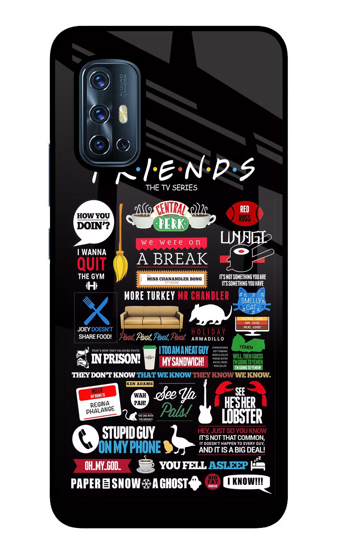 FRIENDS Vivo V17 Back Cover - FRIENDS Vivo V17 Glass Case Back Cover by Casekaro FRIENDS Vivo V17 Glass Case Back Cover by Casekaro