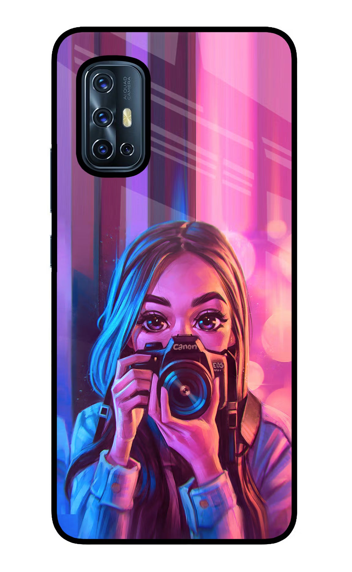 Girl Photographer Vivo V17 Back Cover - Girl Photographer Vivo V17 Glass Case Back Cover by Casekaro Girl Photographer Vivo V17 Glass Case Back Cover by Casekaro