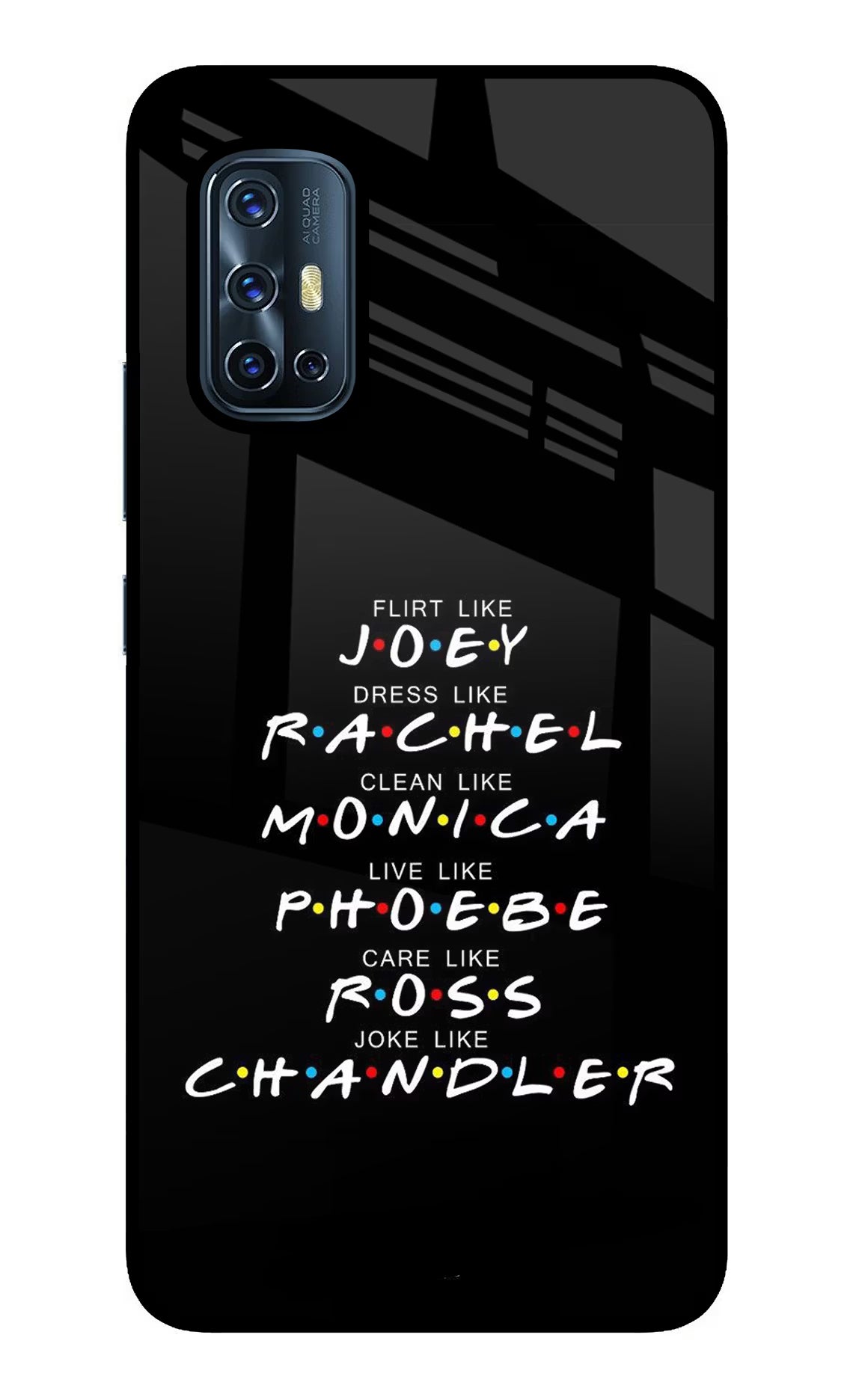 FRIENDS Character Vivo V17 Back Cover - FRIENDS Character Vivo V17 Glass Case Back Cover by Casekaro FRIENDS Character Vivo V17 Glass Case Back Cover by Casekaro