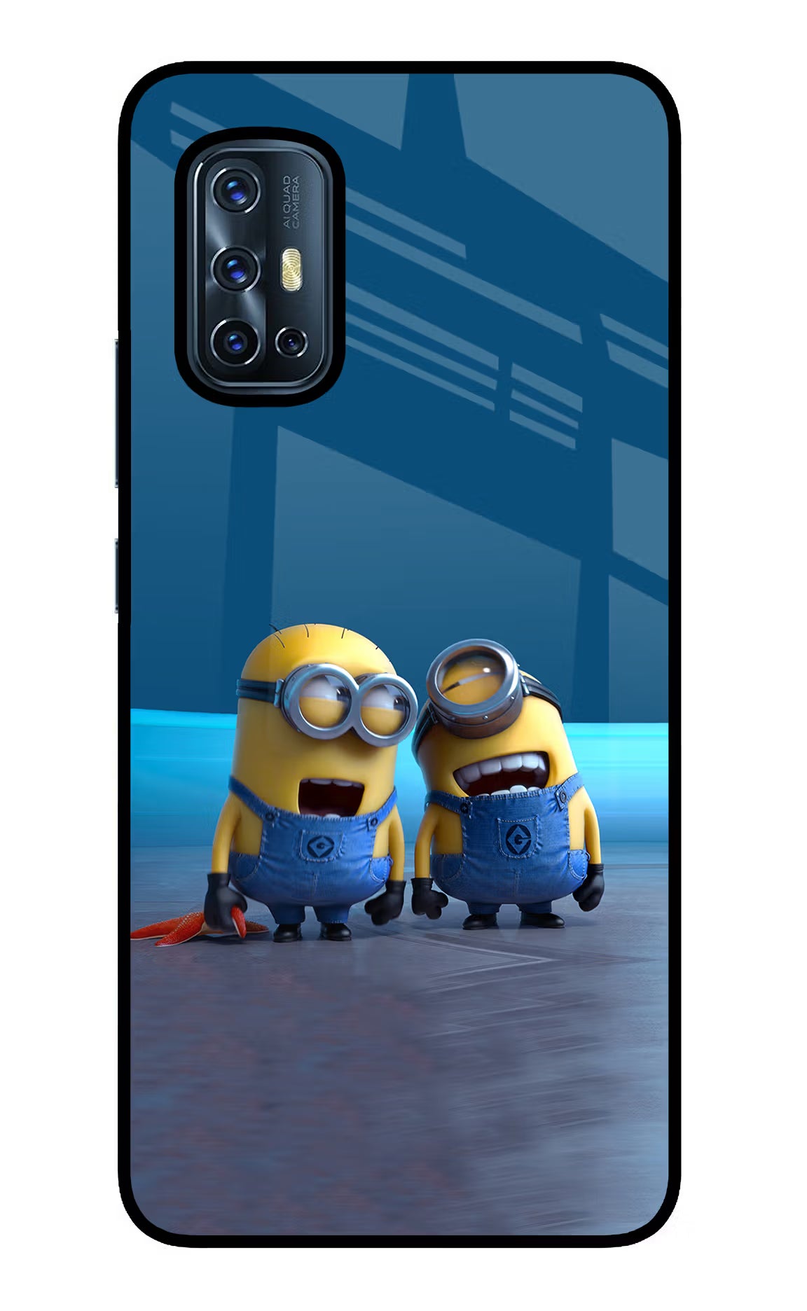 Minion Laughing Vivo V17 Back Cover - Minion Laughing Vivo V17 Glass Case Back Cover by Casekaro Minion Laughing Vivo V17 Glass Case Back Cover by Casekaro