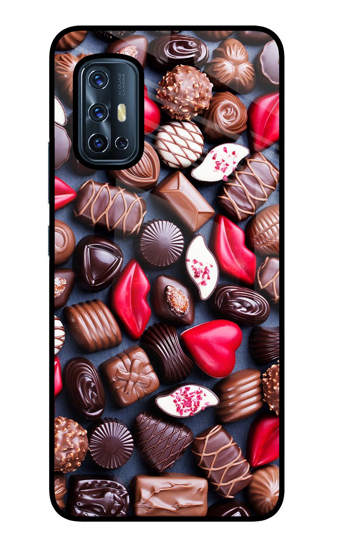 Chocolates Vivo V17 Back Cover - Chocolates Vivo V17 Glass Case Back Cover by Casekaro Chocolates Vivo V17 Glass Case Back Cover by Casekaro
