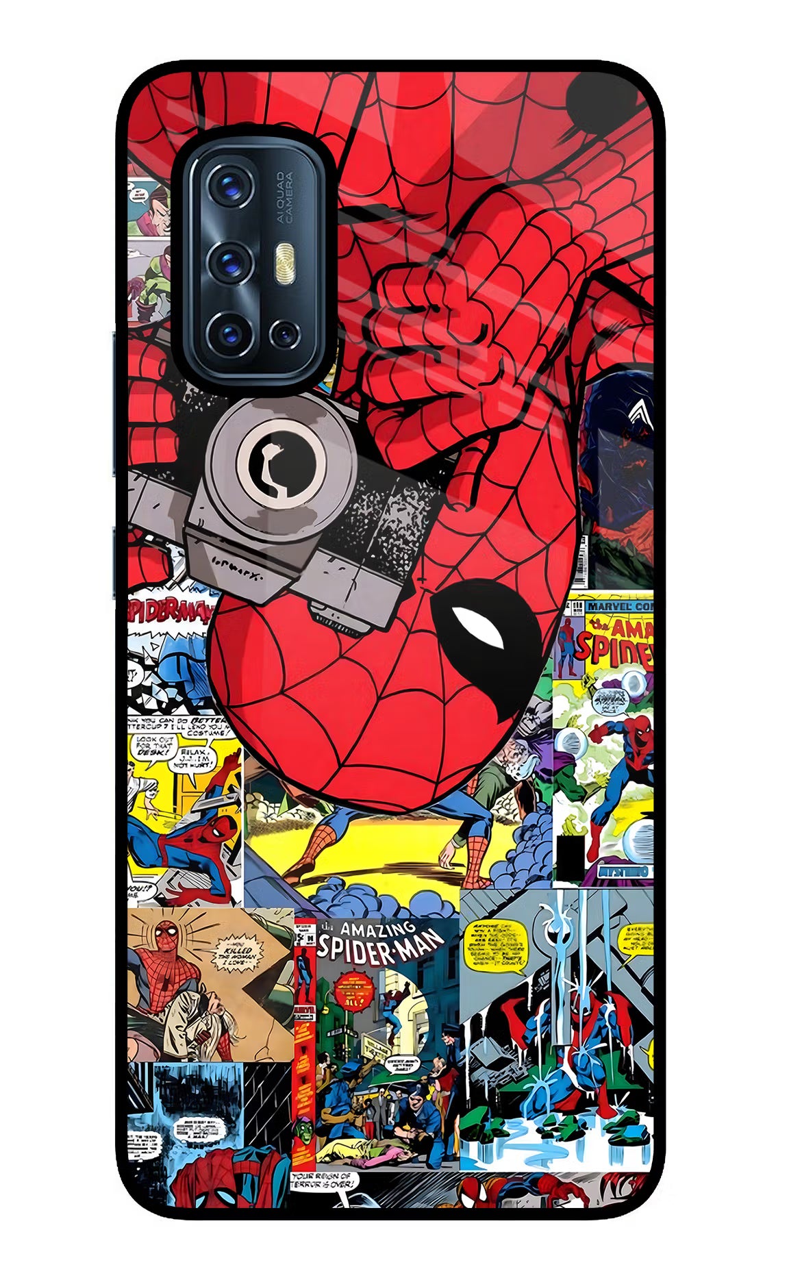 Spider Man Vivo V17 Back Cover - Spider Man Vivo V17 Glass Case Back Cover by Casekaro Spider Man Vivo V17 Glass Case Back Cover by Casekaro