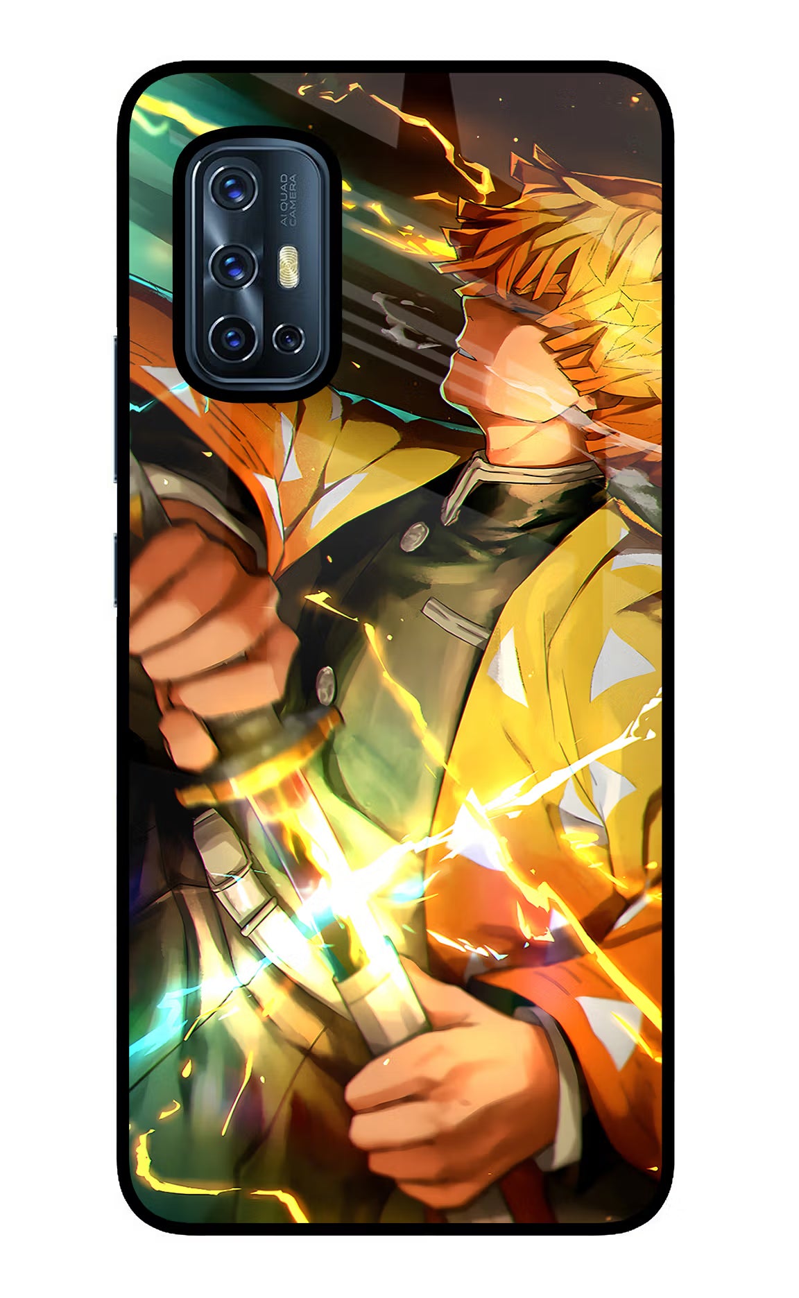 Demon Slayer Vivo V17 Back Cover - Demon Slayer Vivo V17 Glass Case Back Cover by Casekaro Demon Slayer Vivo V17 Glass Case Back Cover by Casekaro