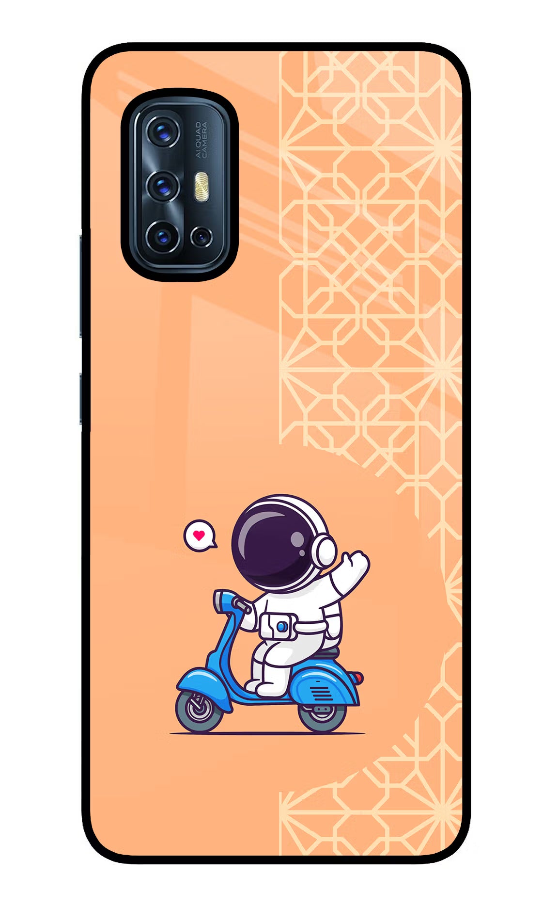 Cute Astronaut Riding Vivo V17 Glass Case - Cute Astronaut Riding Vivo V17 Glass Case Cute Astronaut Riding Vivo V17 Glass Case