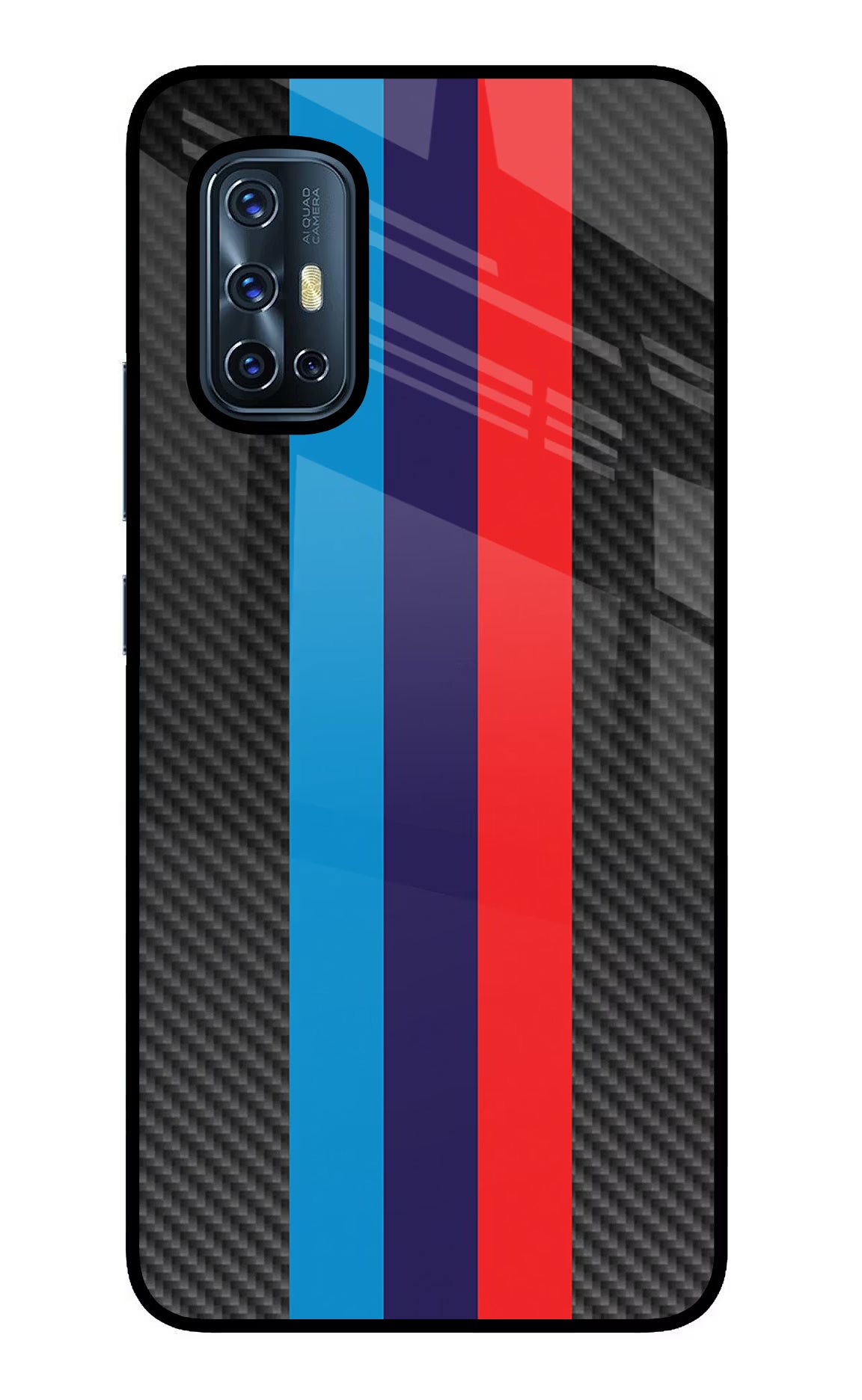 BMW Stripes Pattern Vivo V17 Back Cover - BMW Stripes Pattern Vivo V17 Glass Case Back Cover by Casekaro BMW Stripes Pattern Vivo V17 Glass Case Back Cover by Casekaro