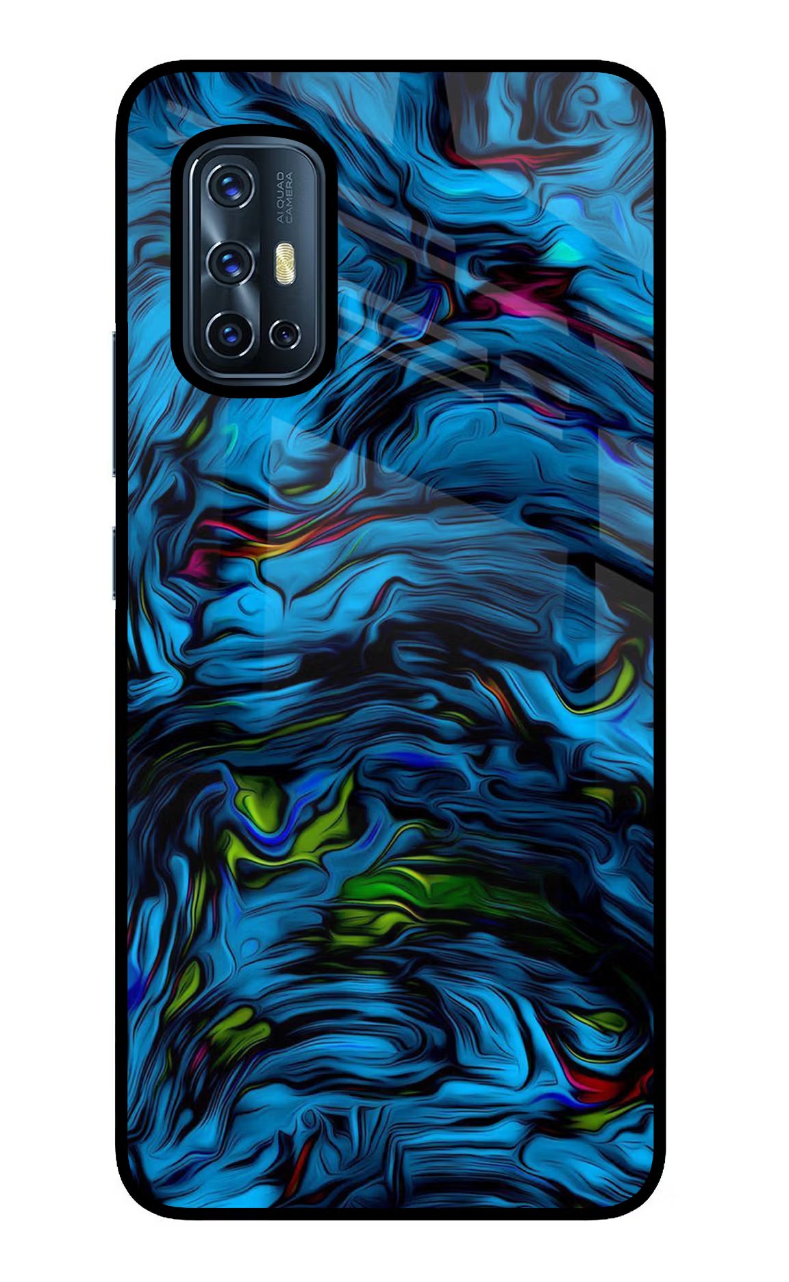 Dark Blue Abstract Vivo V17 Back Cover - Dark Blue Abstract Vivo V17 Glass Case Back Cover by Casekaro Dark Blue Abstract Vivo V17 Glass Case Back Cover by Casekaro