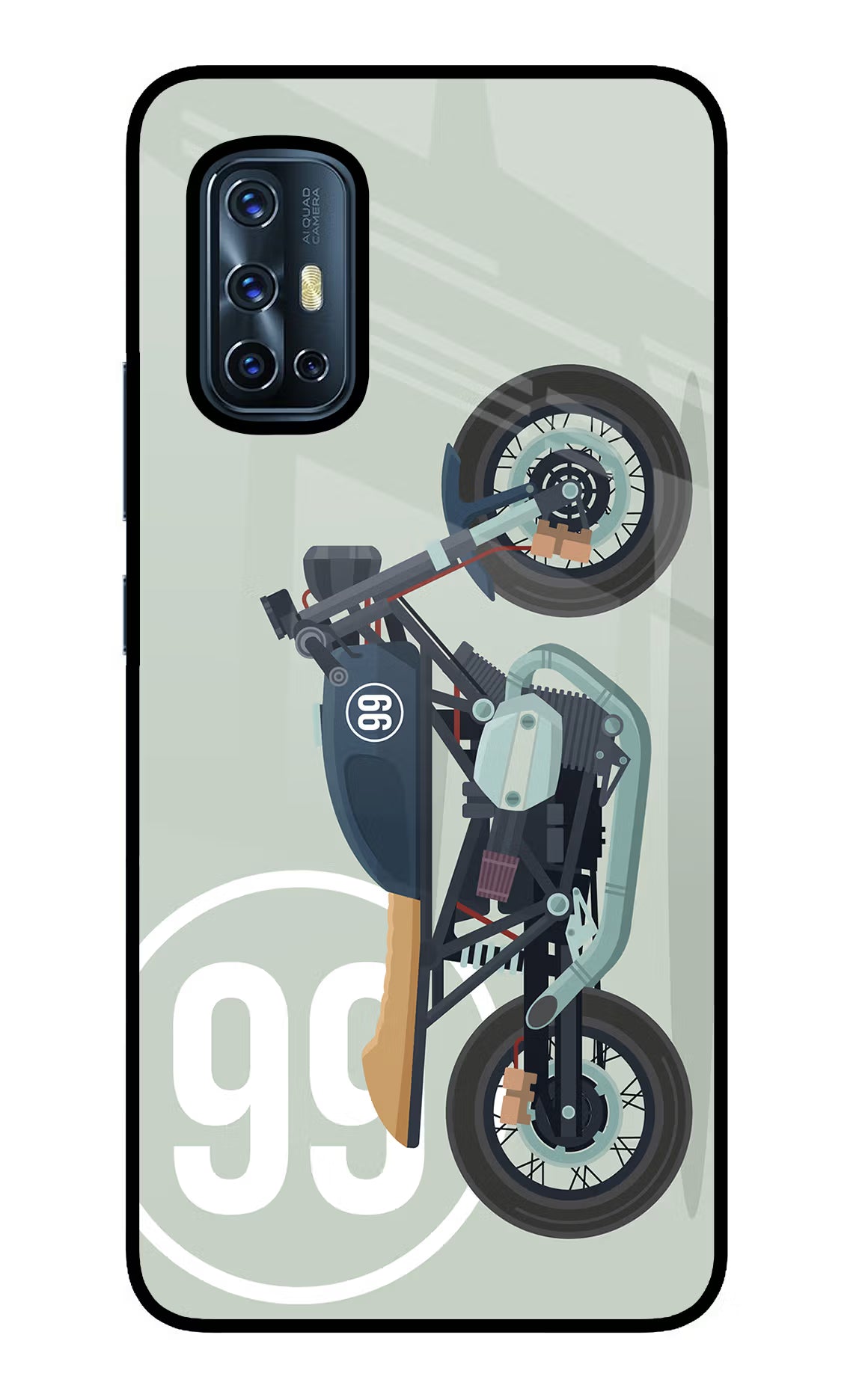 Classic Cafe Racer 99 Vivo V17 Back Cover - Classic Cafe Racer 99 Vivo V17 Glass Case Back Cover by Casekaro Classic Cafe Racer 99 Vivo V17 Glass Case Back Cover by Casekaro