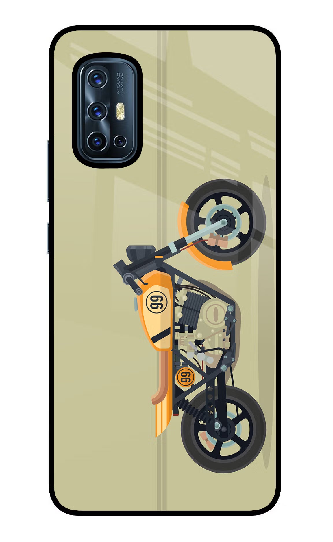 Vertical Speedster Vivo V17 Back Cover - Vertical Speedster Vivo V17 Glass Case Back Cover by Casekaro Vertical Speedster Vivo V17 Glass Case Back Cover by Casekaro