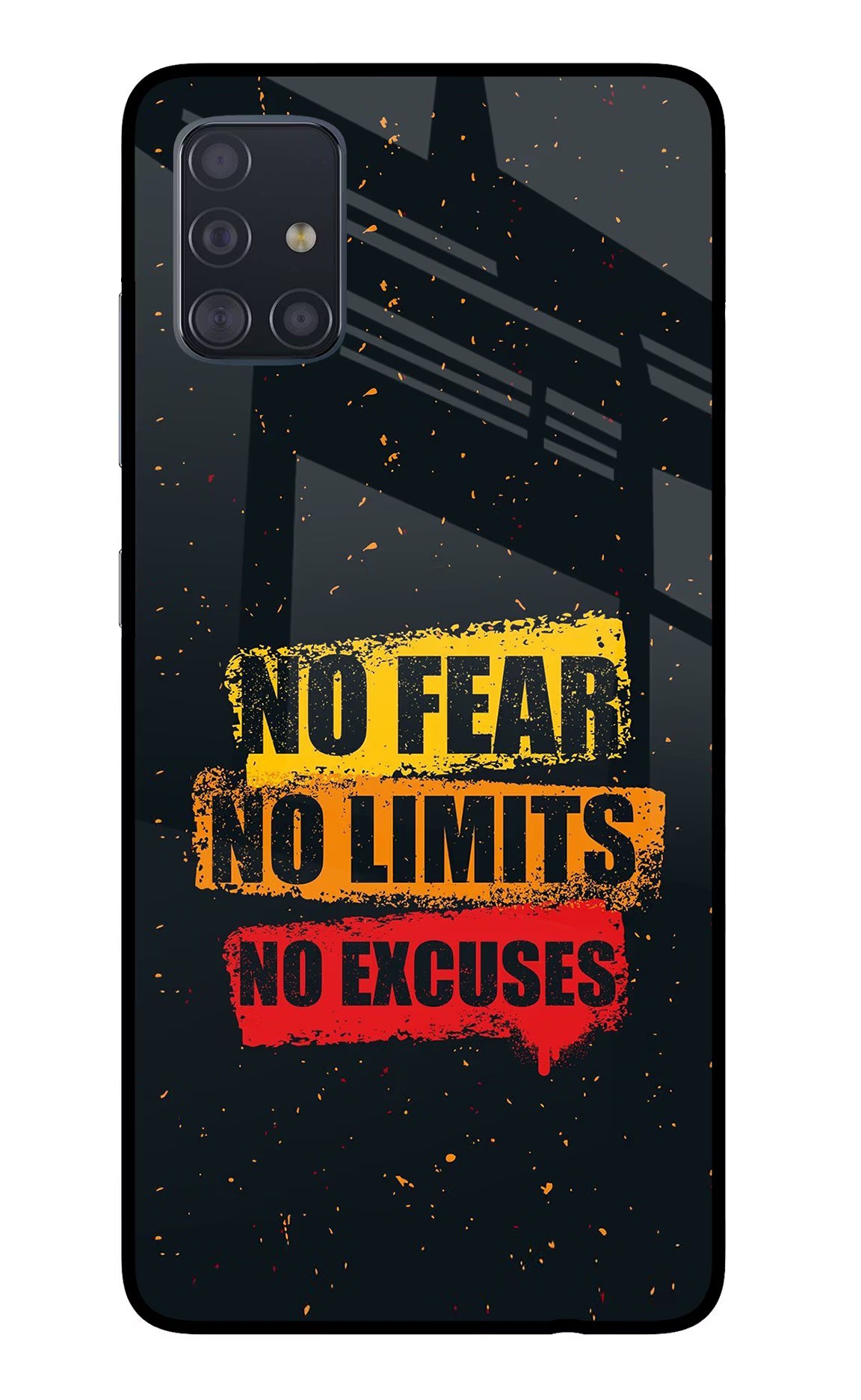 No Fear No Limits No Excuse Samsung A51 Back Cover - No Fear No Limits No Excuse Samsung A51 Glass Case Back Cover by Casekaro No Fear No Limits No Excuse Samsung A51 Glass Case Back Cover by Casekaro