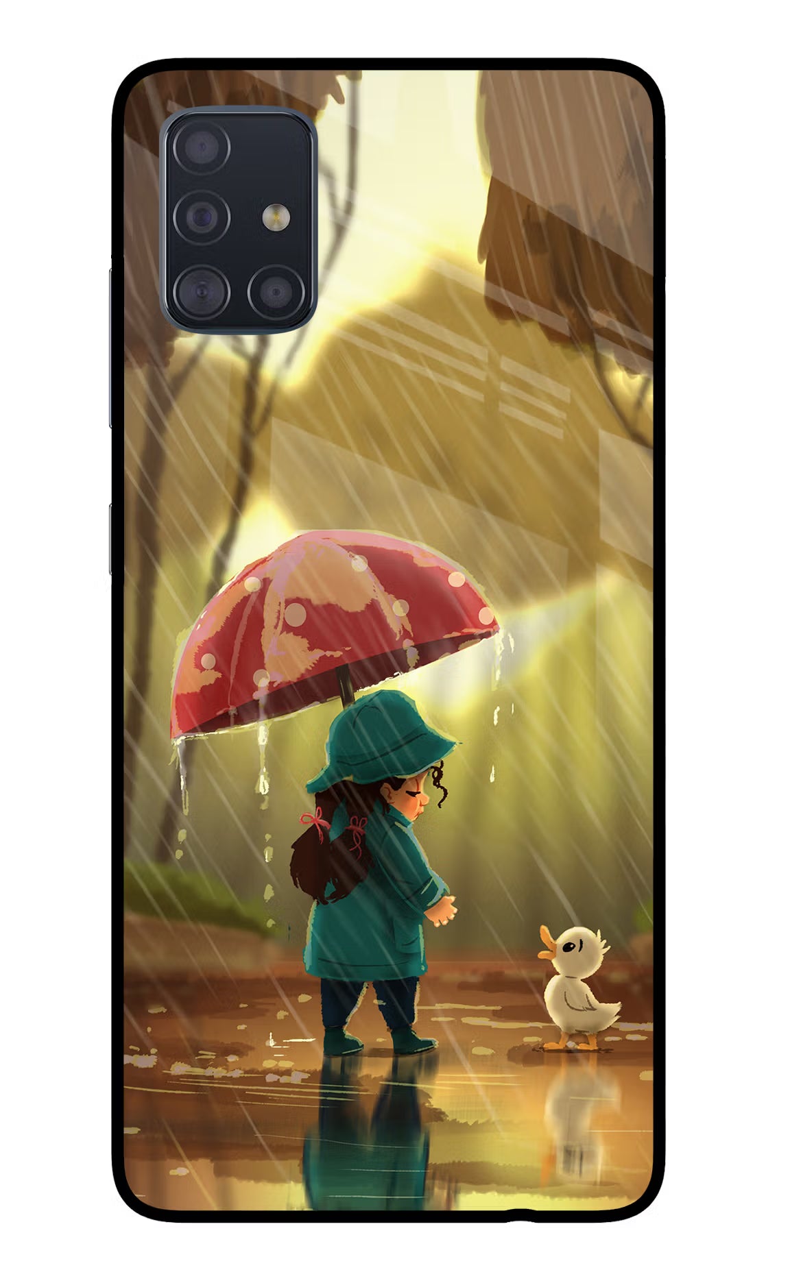 Rainy Day Samsung A51 Back Cover - Rainy Day Samsung A51 Glass Case Back Cover by Casekaro Rainy Day Samsung A51 Glass Case Back Cover by Casekaro