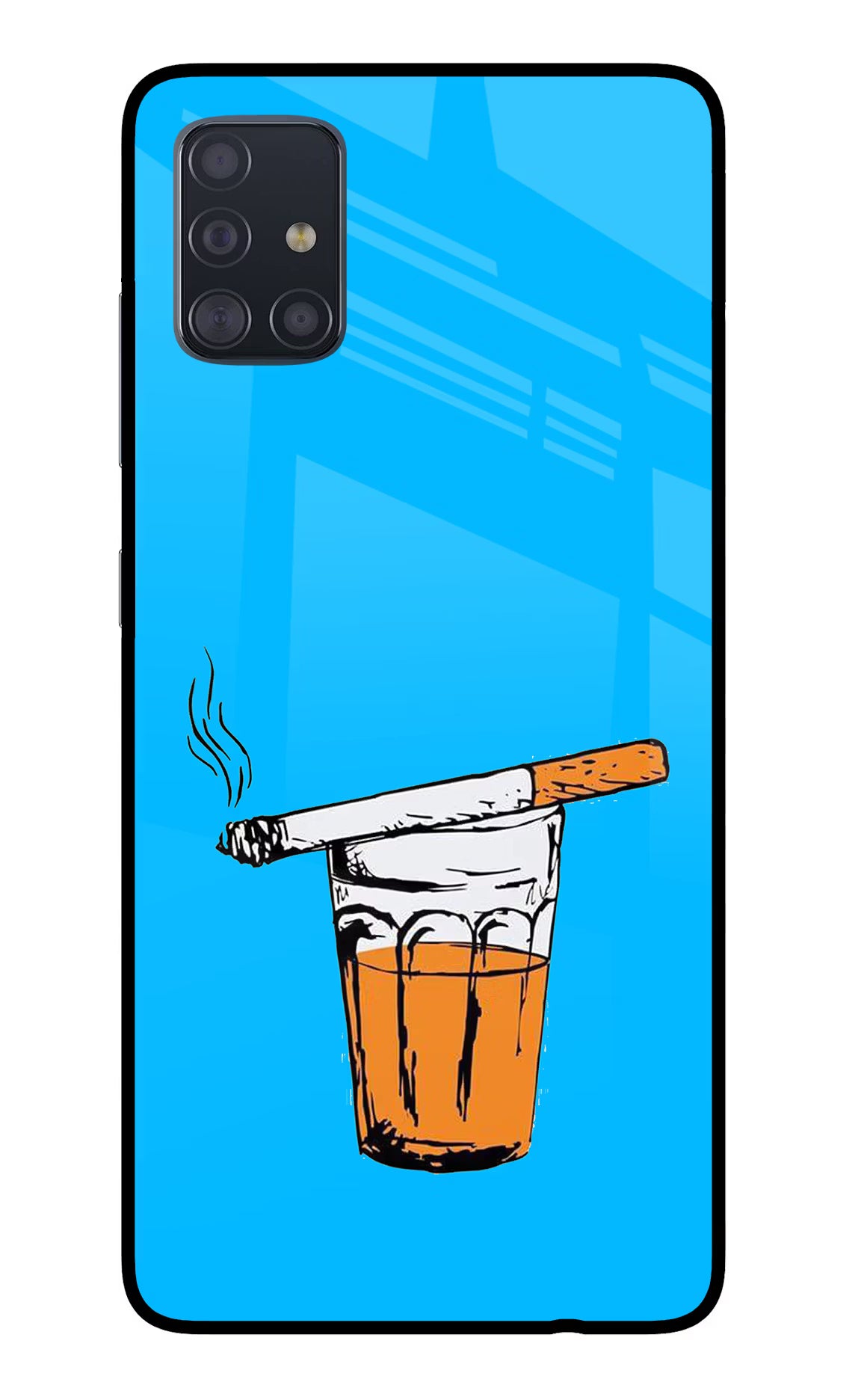 Chai Sutta Samsung A51 Back Cover - Chai Sutta Samsung A51 Glass Case Back Cover by Casekaro Chai Sutta Samsung A51 Glass Case Back Cover by Casekaro