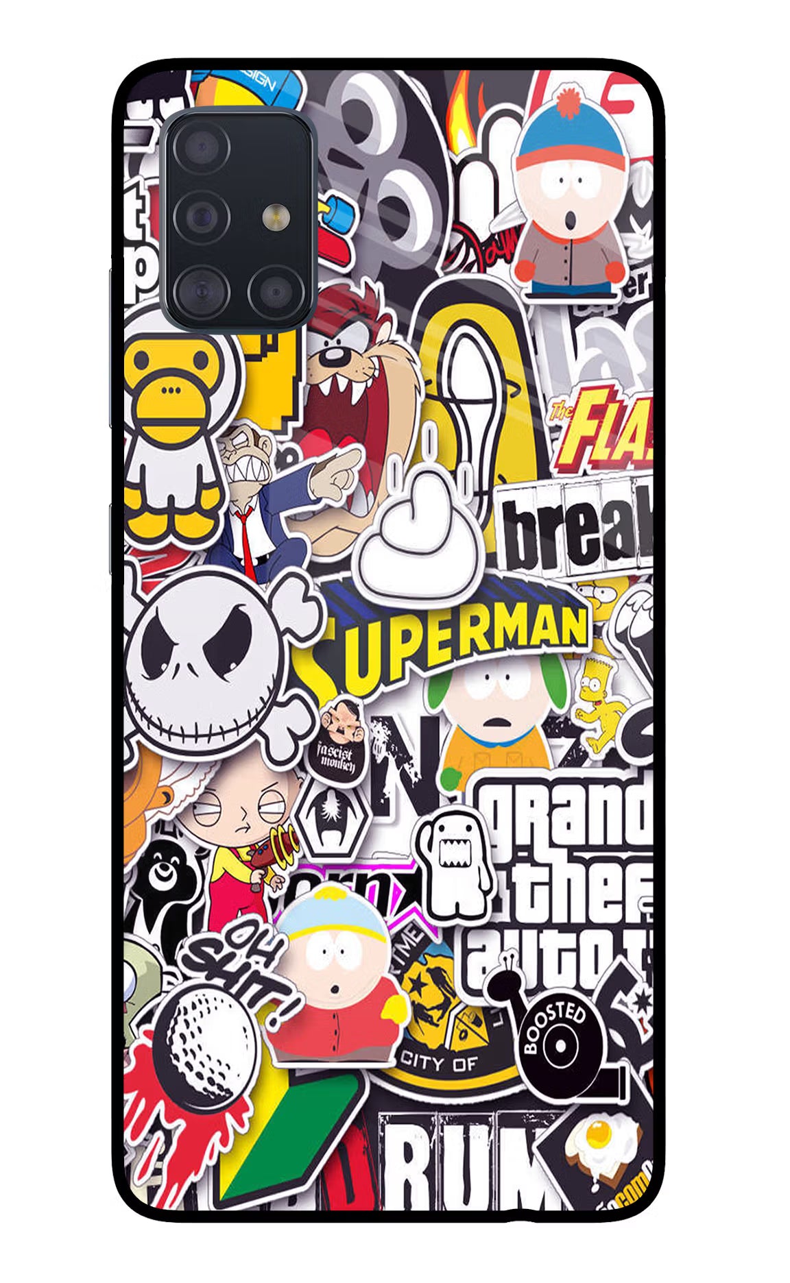 Sticker Bomb Samsung A51 Glass Case - Sticker Bomb Samsung A51 Glass Case Sticker Bomb Samsung A51 Glass Case