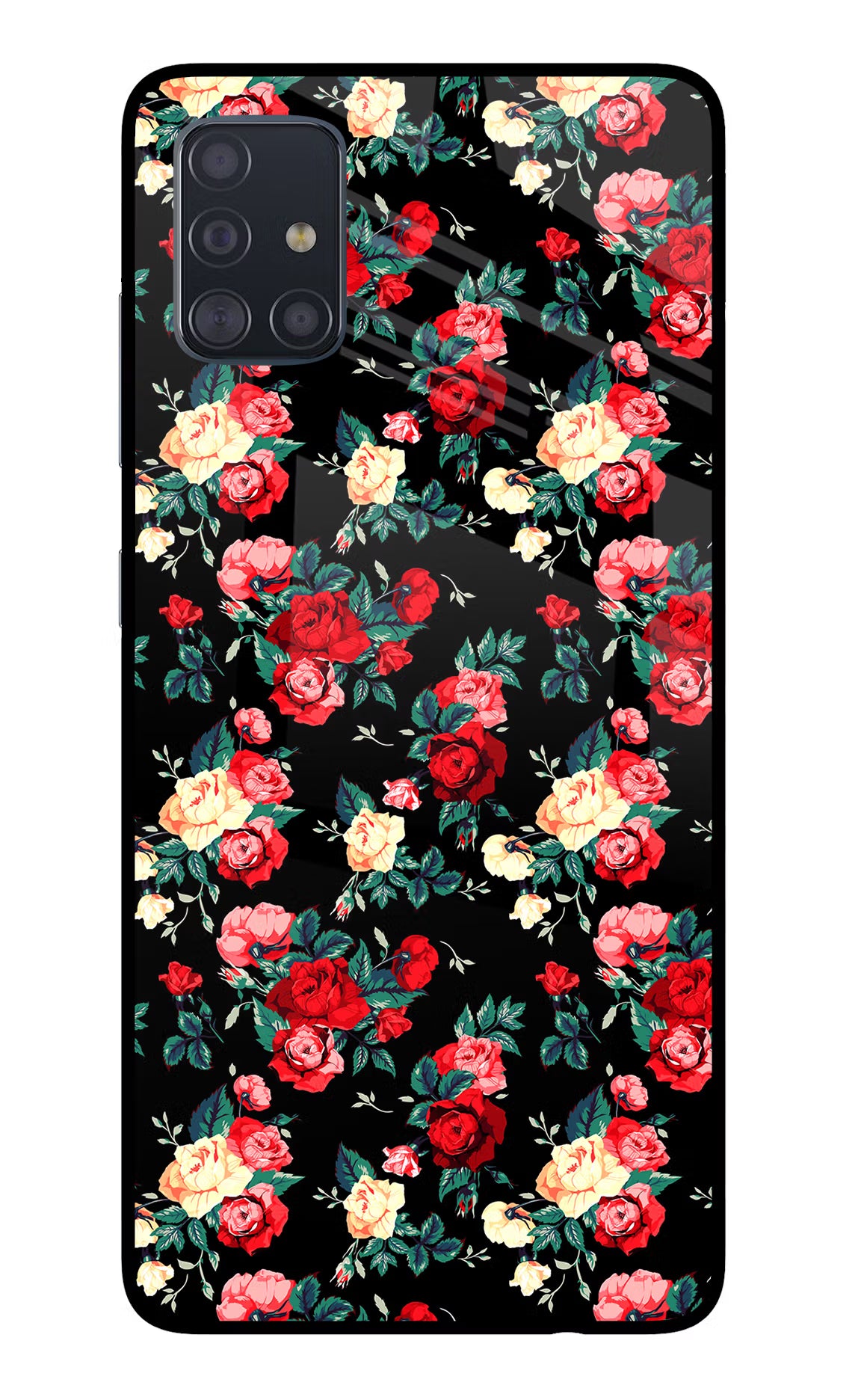 Rose Pattern Samsung A51 Back Cover - Rose Pattern Samsung A51 Glass Case Back Cover by Casekaro Rose Pattern Samsung A51 Glass Case Back Cover by Casekaro