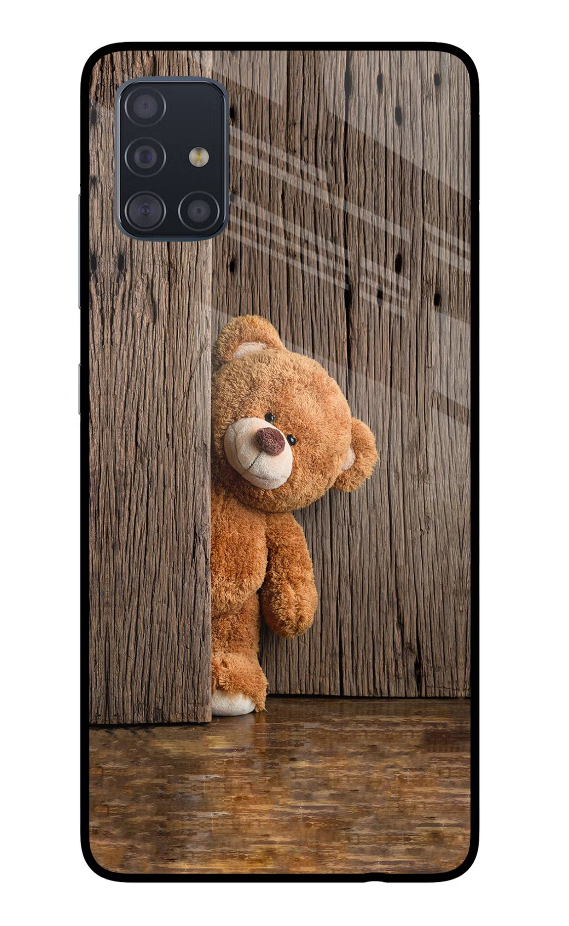 Teddy Wooden Samsung A51 Back Cover - Teddy Wooden Samsung A51 Glass Case Back Cover by Casekaro Teddy Wooden Samsung A51 Glass Case Back Cover by Casekaro