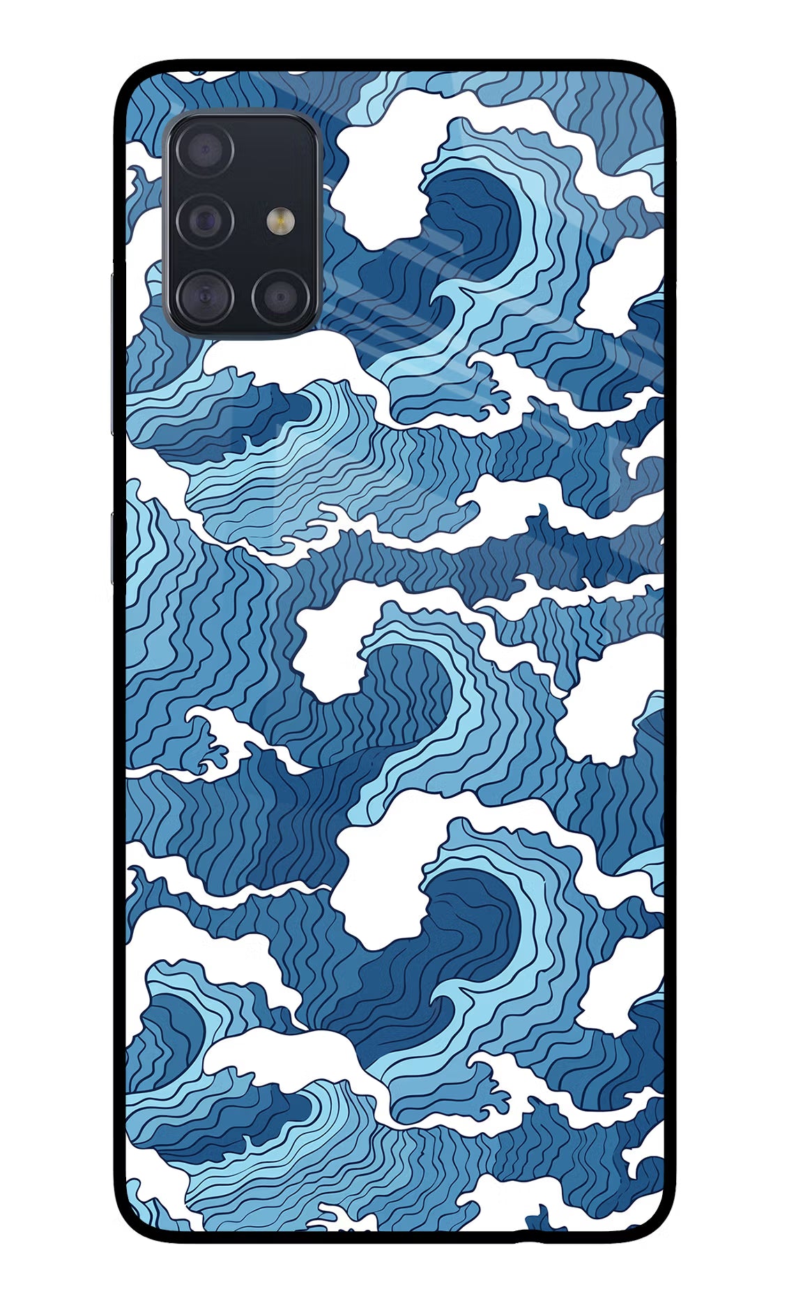 Blue Waves Samsung A51 Glass Case - Blue Waves Samsung A51 Glass Case Blue Waves Samsung A51 Glass Case